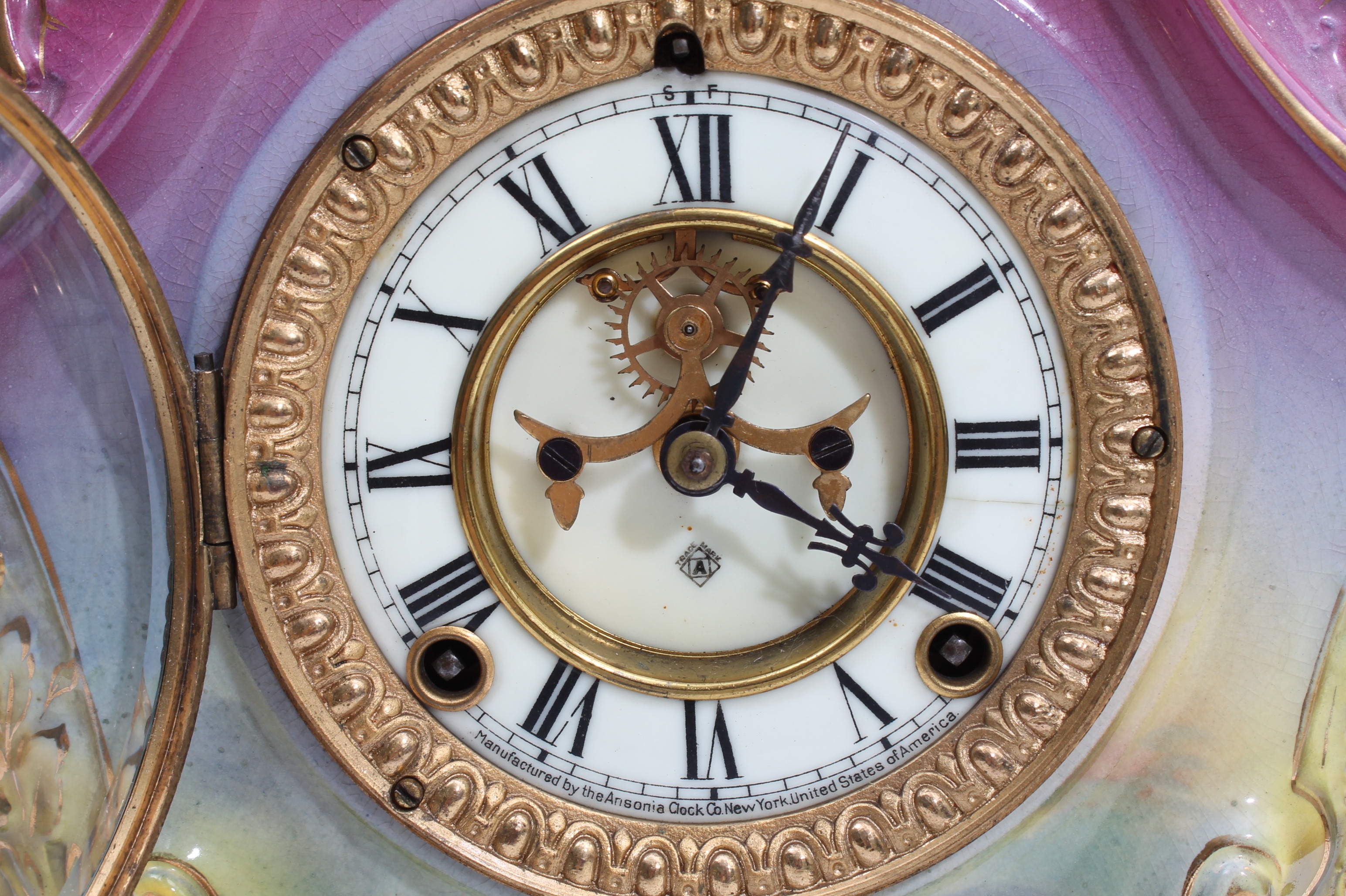 Antique Ansonia "La Layon" Porcelain Mantle Clock