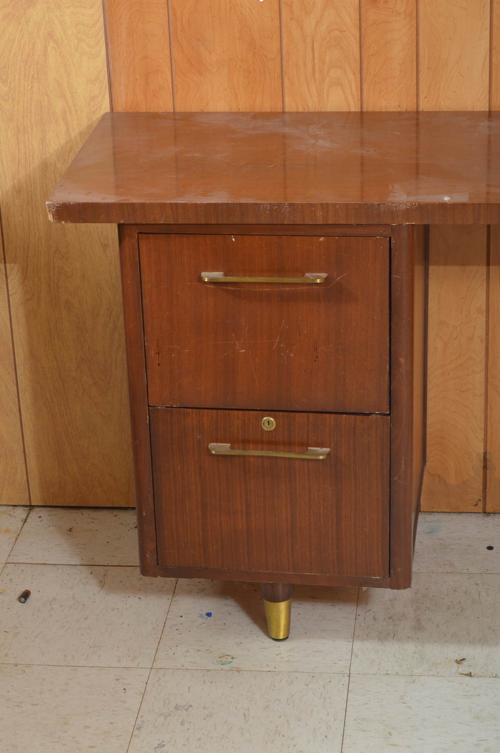 Mid Century Modern Double Pedestal Teak Desk