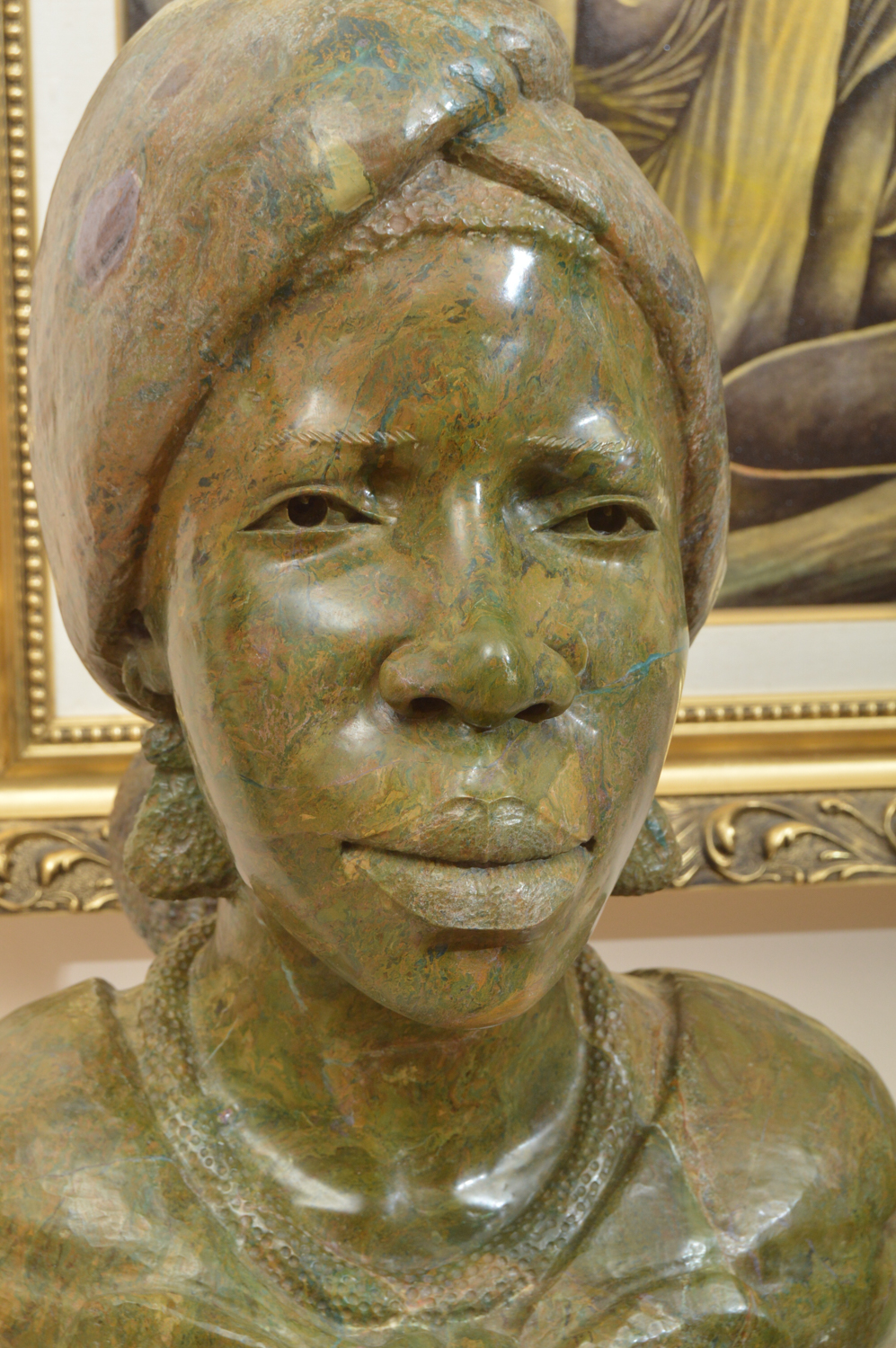 Lazarus Tandi Shona Carved Verdite Stone Sculpture of Mother and Child