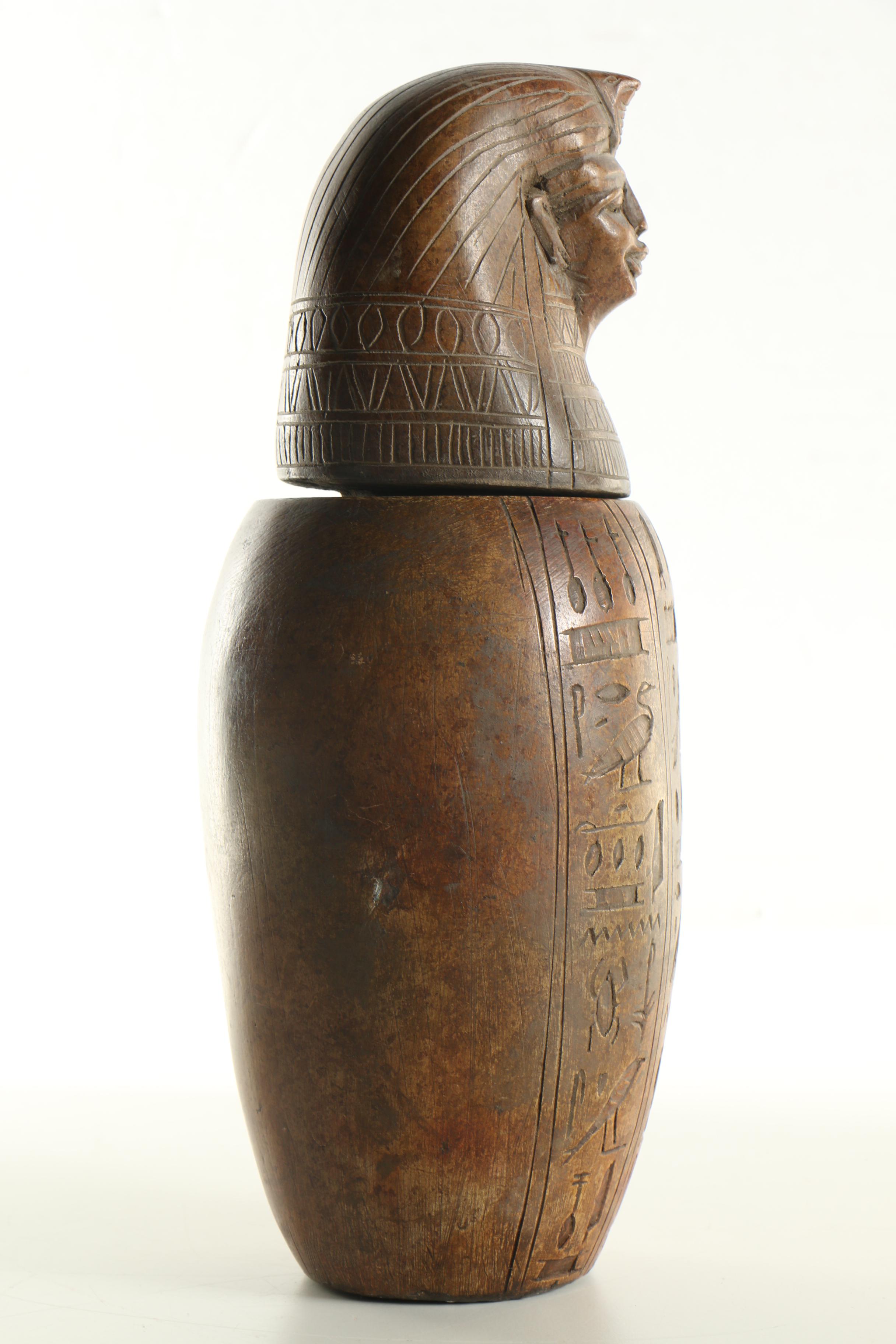 Egyptian Style Earthenware Canopic Form Jar
