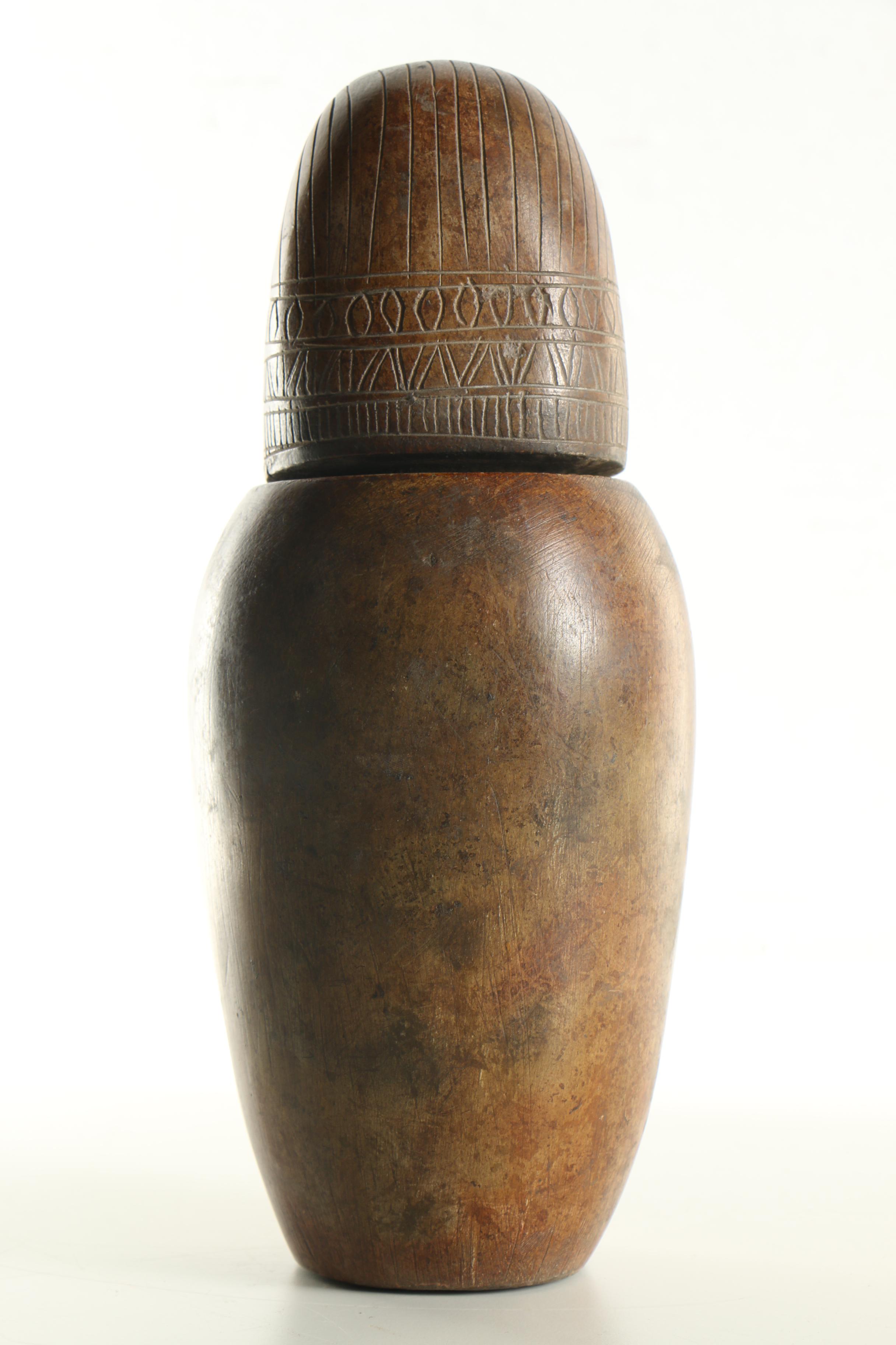 Egyptian Style Earthenware Canopic Form Jar