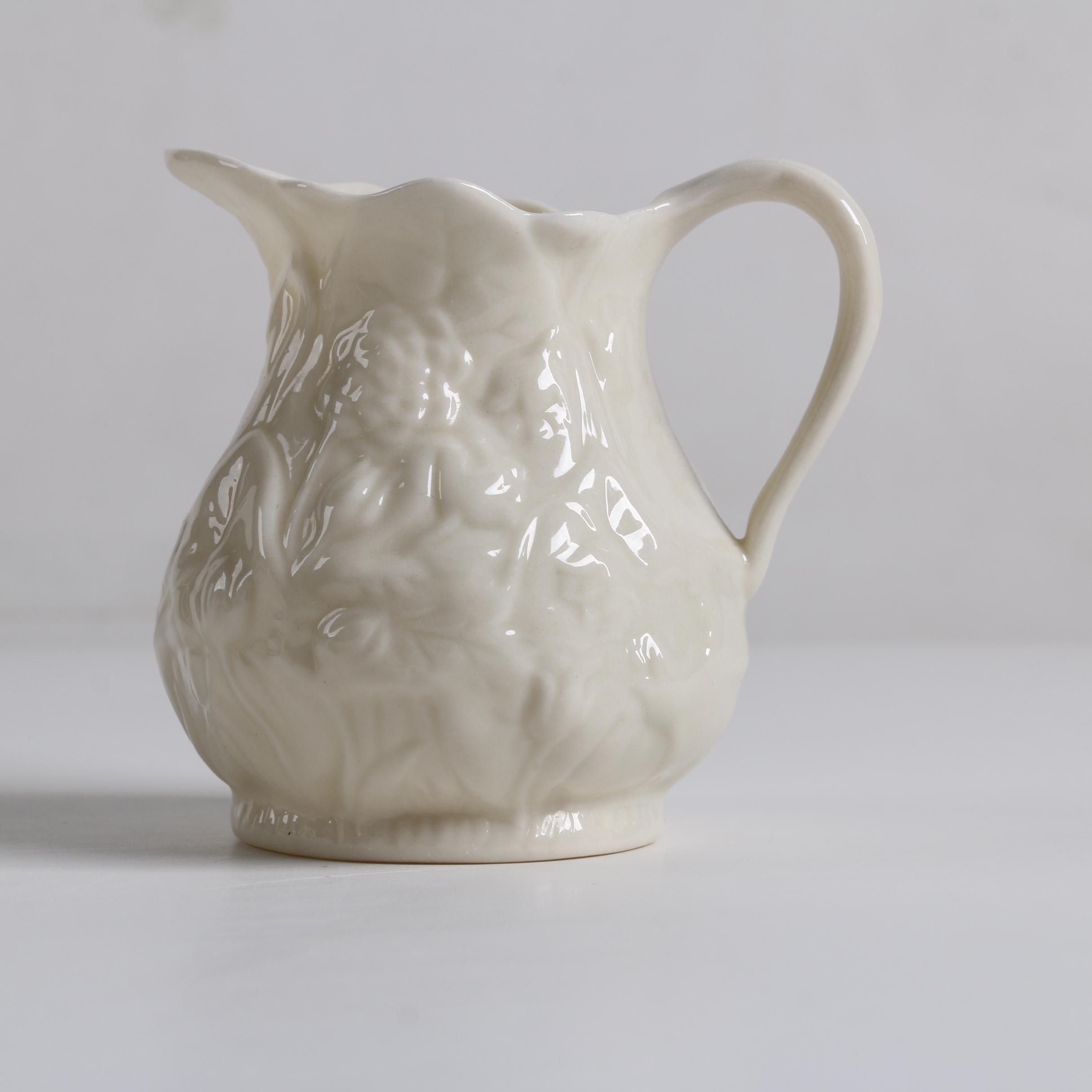 Vintage Belleek "Lotus" Porcelain Creamer and Sugar Bowl