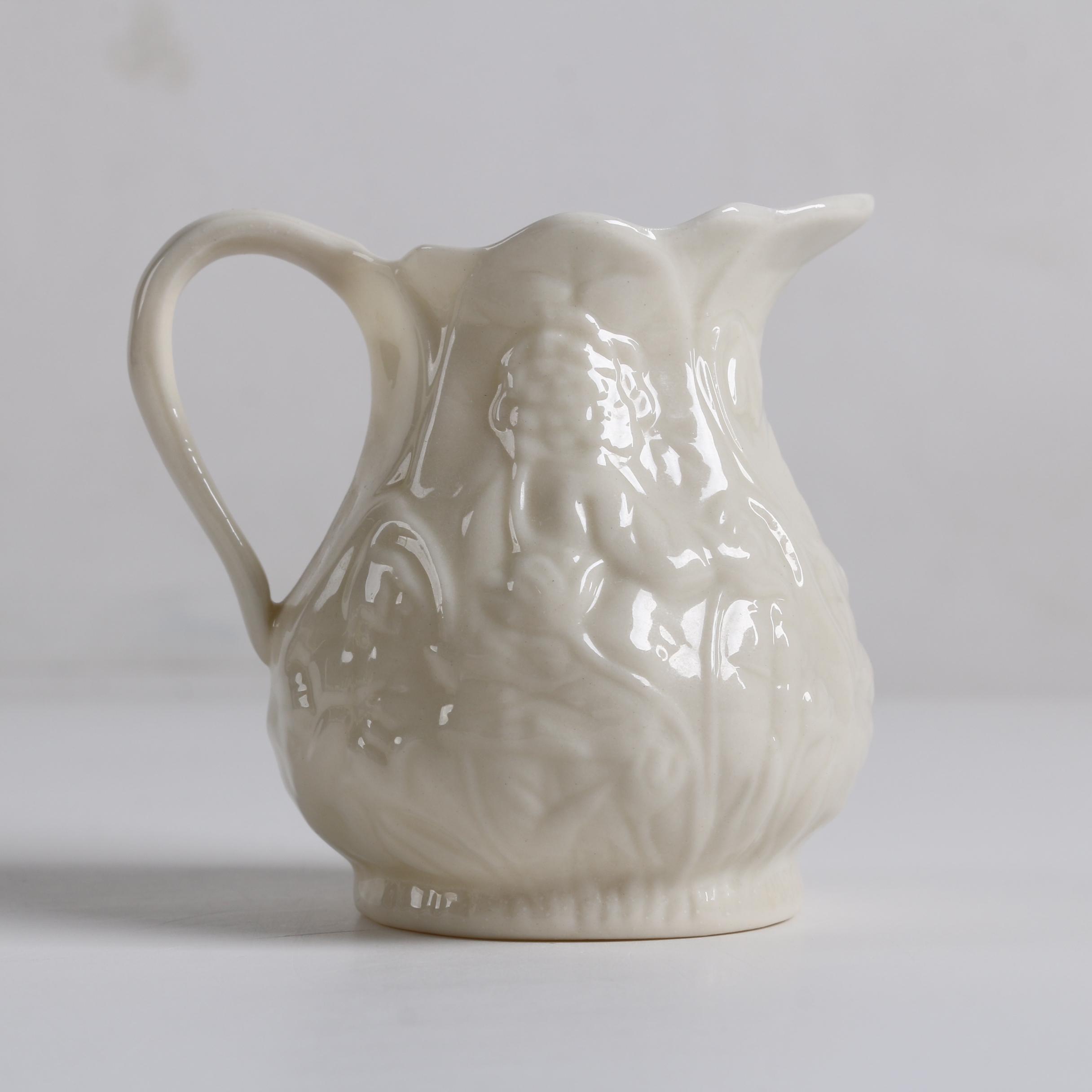 Vintage Belleek "Lotus" Porcelain Creamer and Sugar Bowl