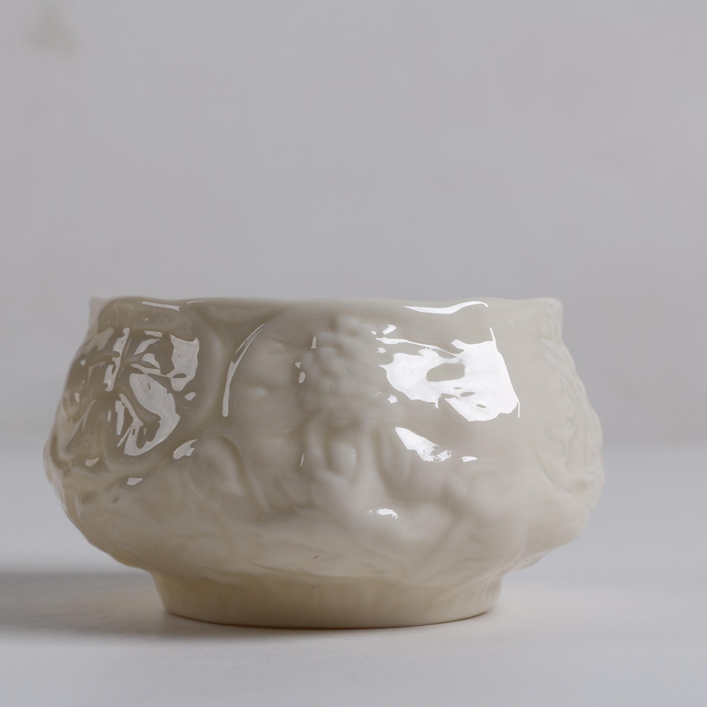 Vintage Belleek "Lotus" Porcelain Creamer and Sugar Bowl