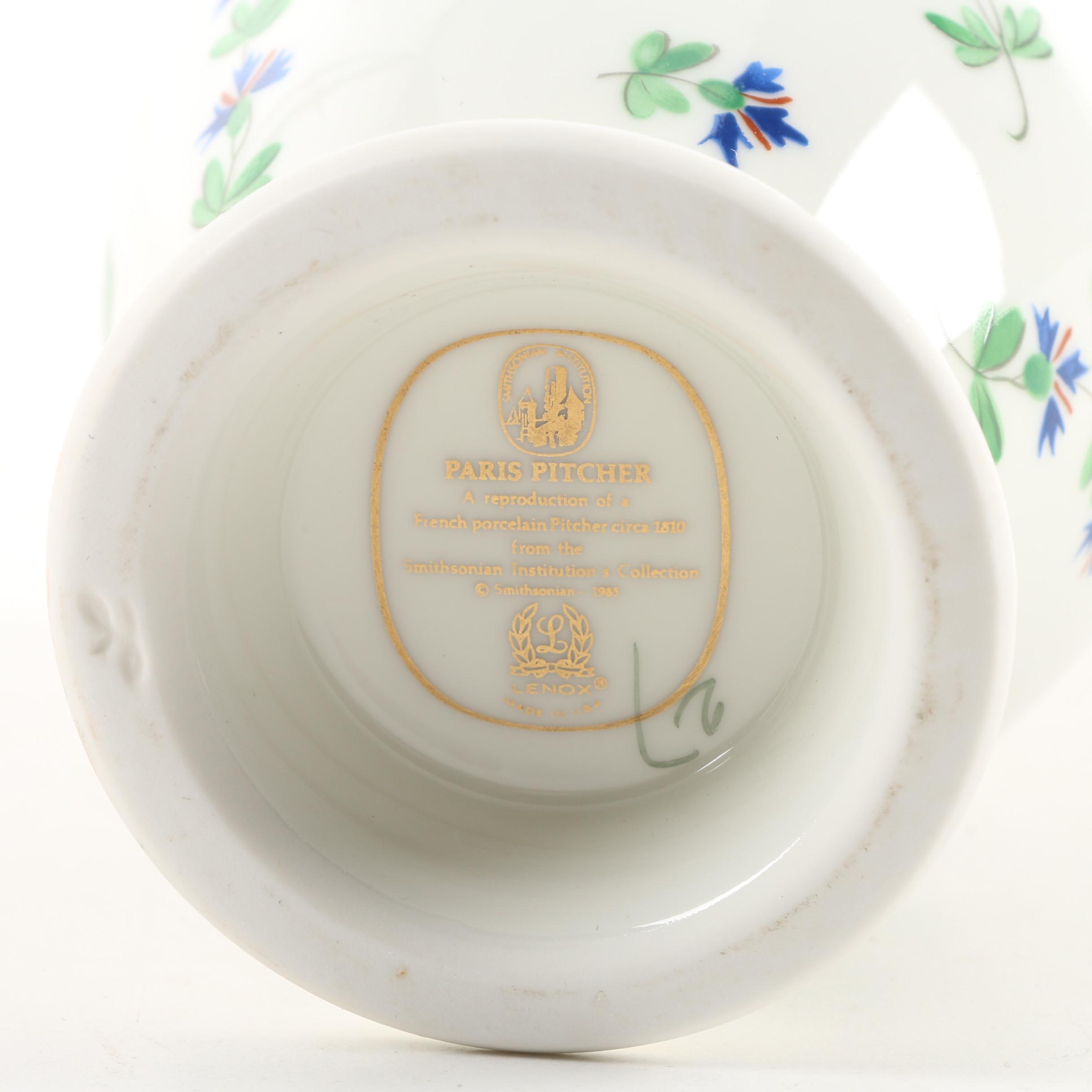 1985 Lenox Porcleain Pitcher with Cordon Bleu Casserole Dish