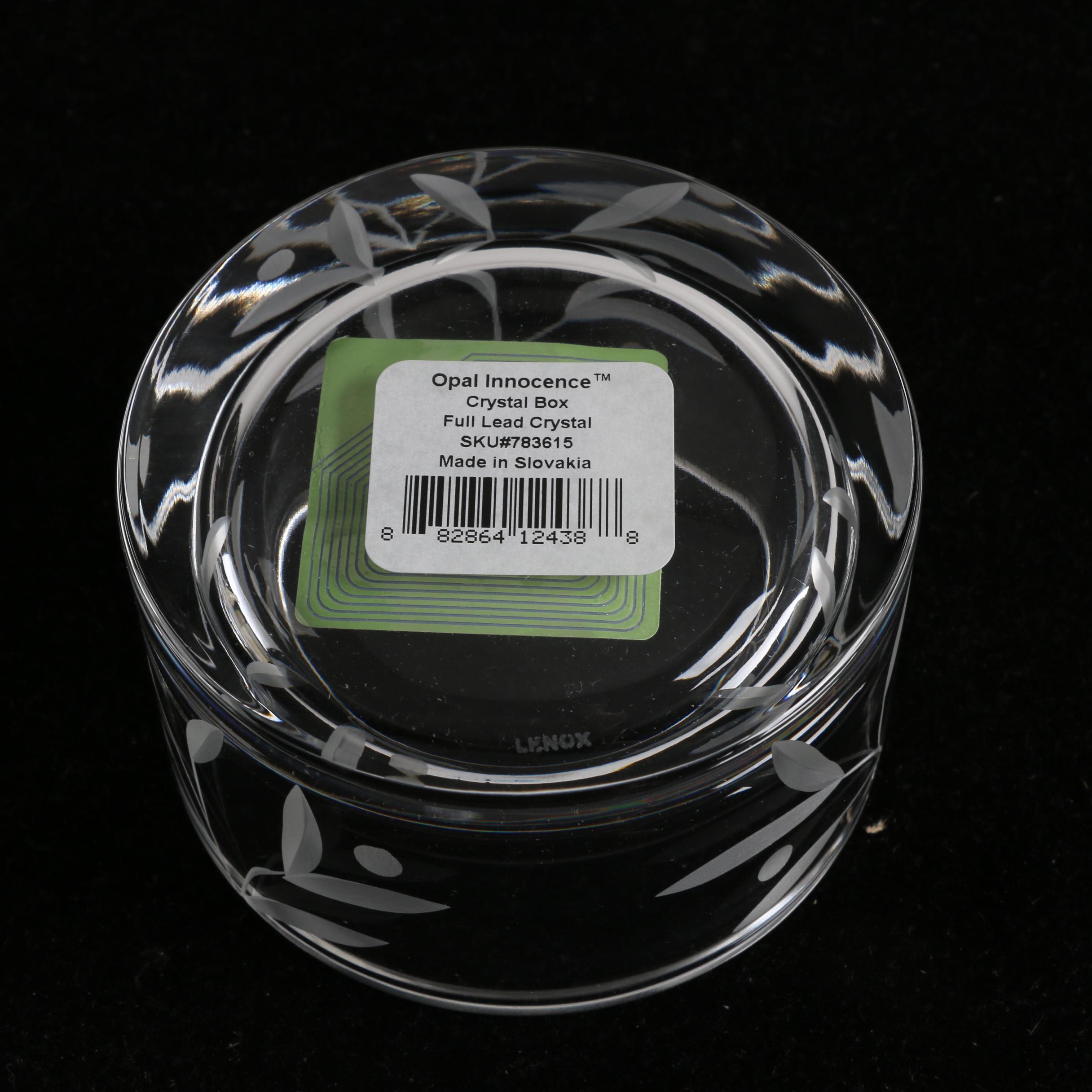 Lenox Porcelain "Holiday Bud Vase" and "Opal Innocence" Crystal Box