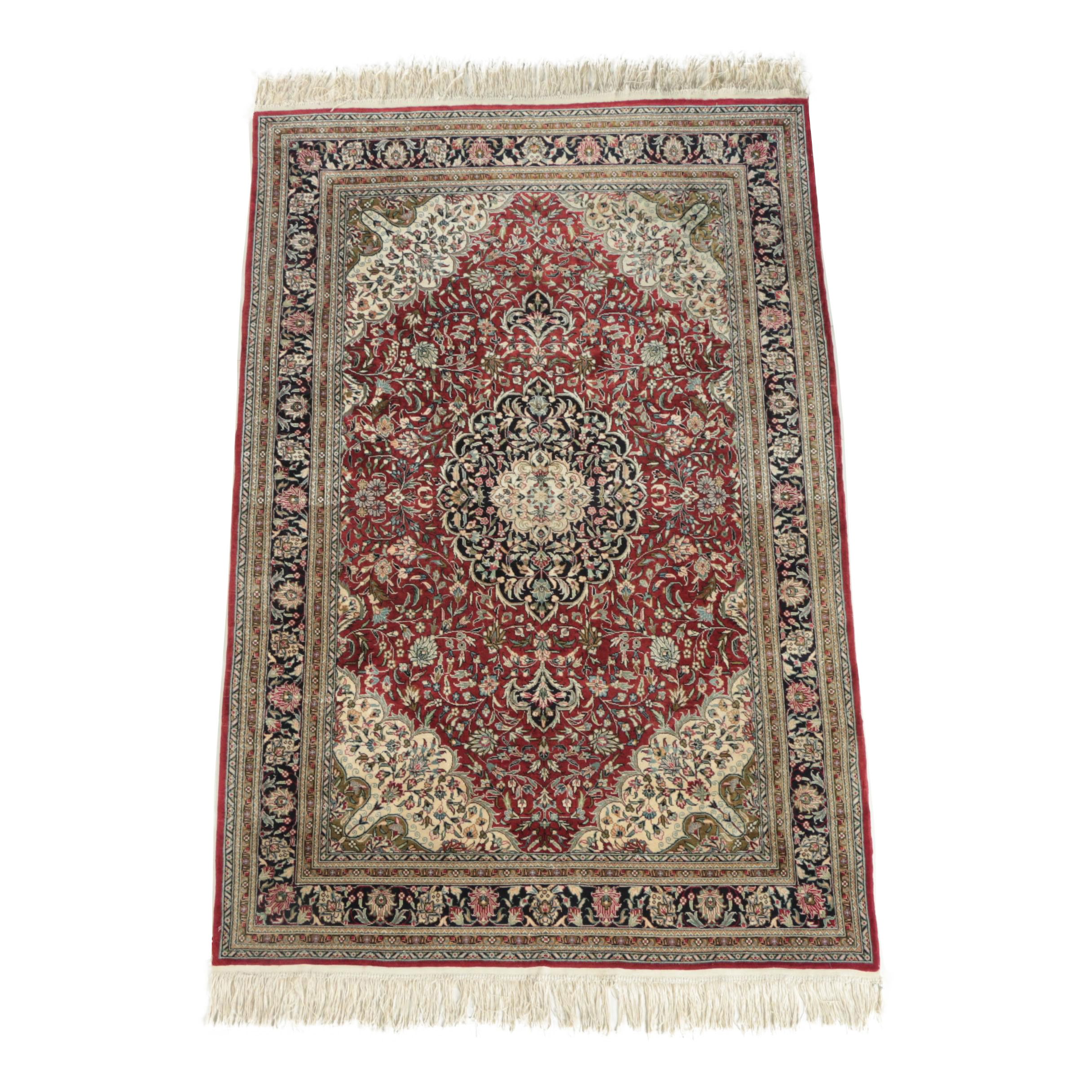 Hand-Knotted Sino-Persian Wool and Silk Area Rug