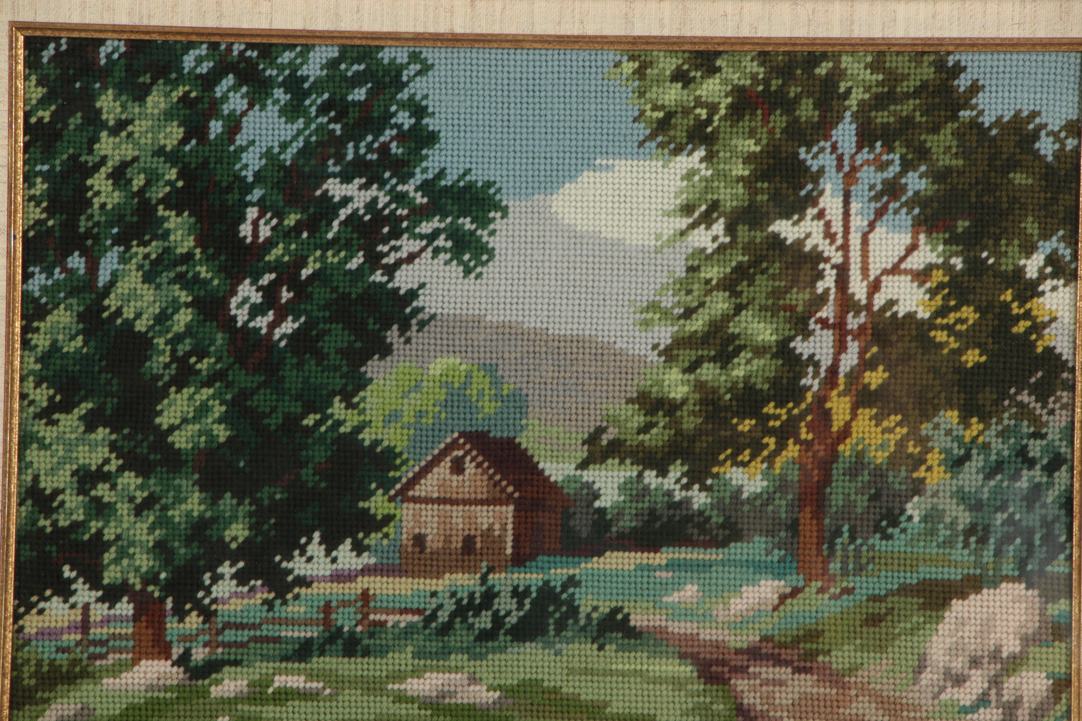 Needlepoint of a Country Farm