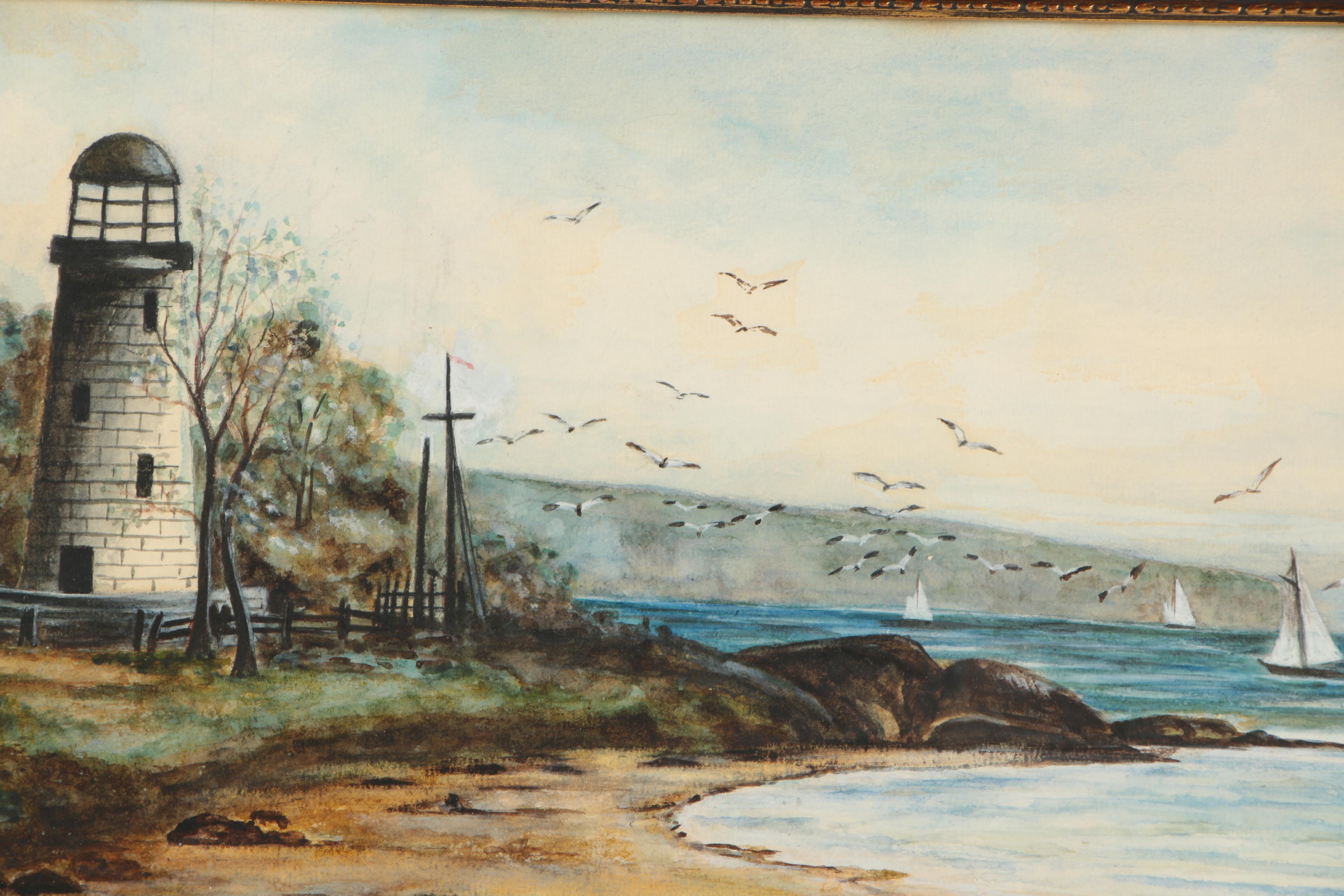 E. Hollingsworth Vintage Watercolor And Gouache Painting