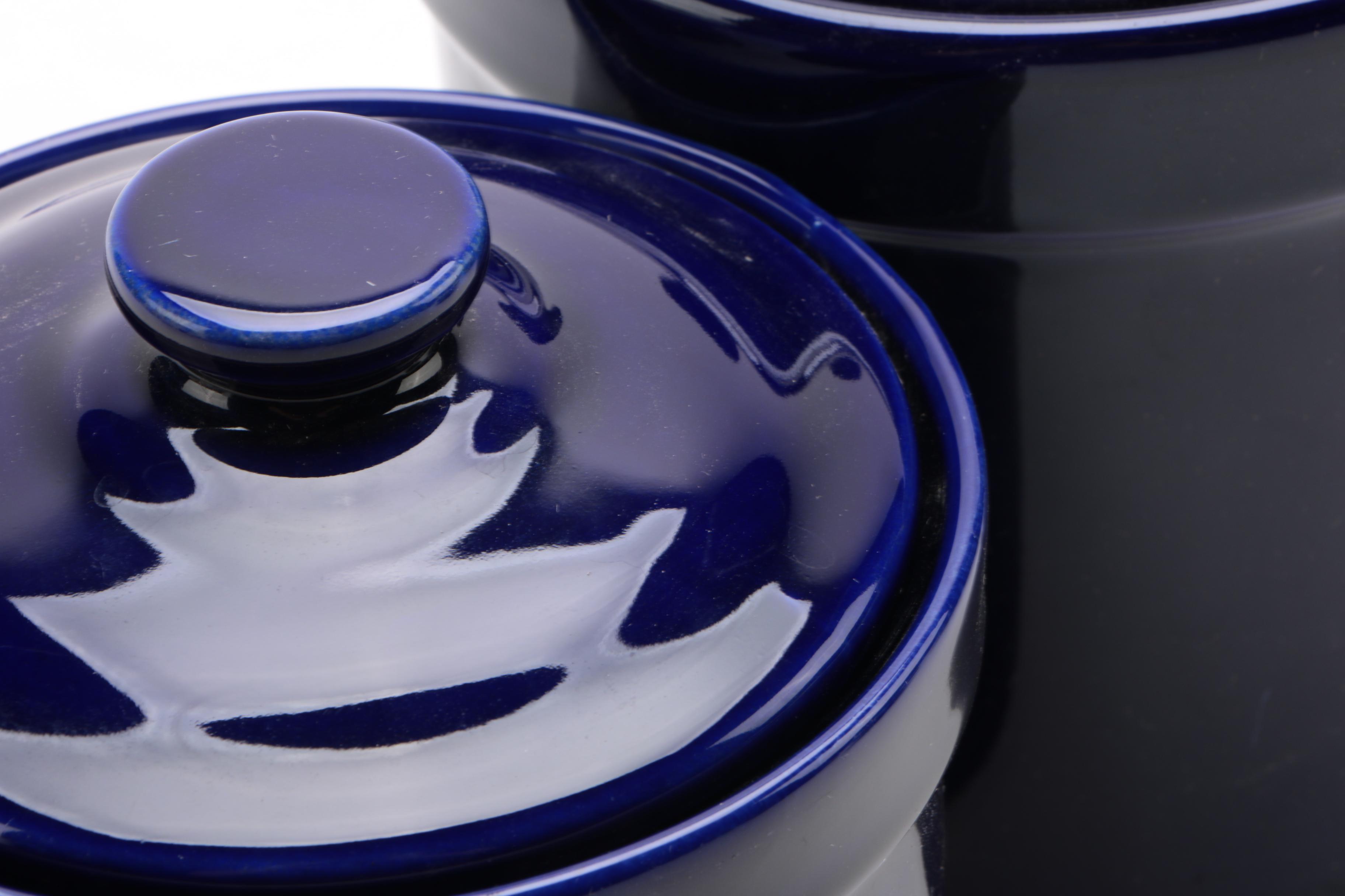 Cobalt Blue Glazed Ceramic Kitchen Canister Set