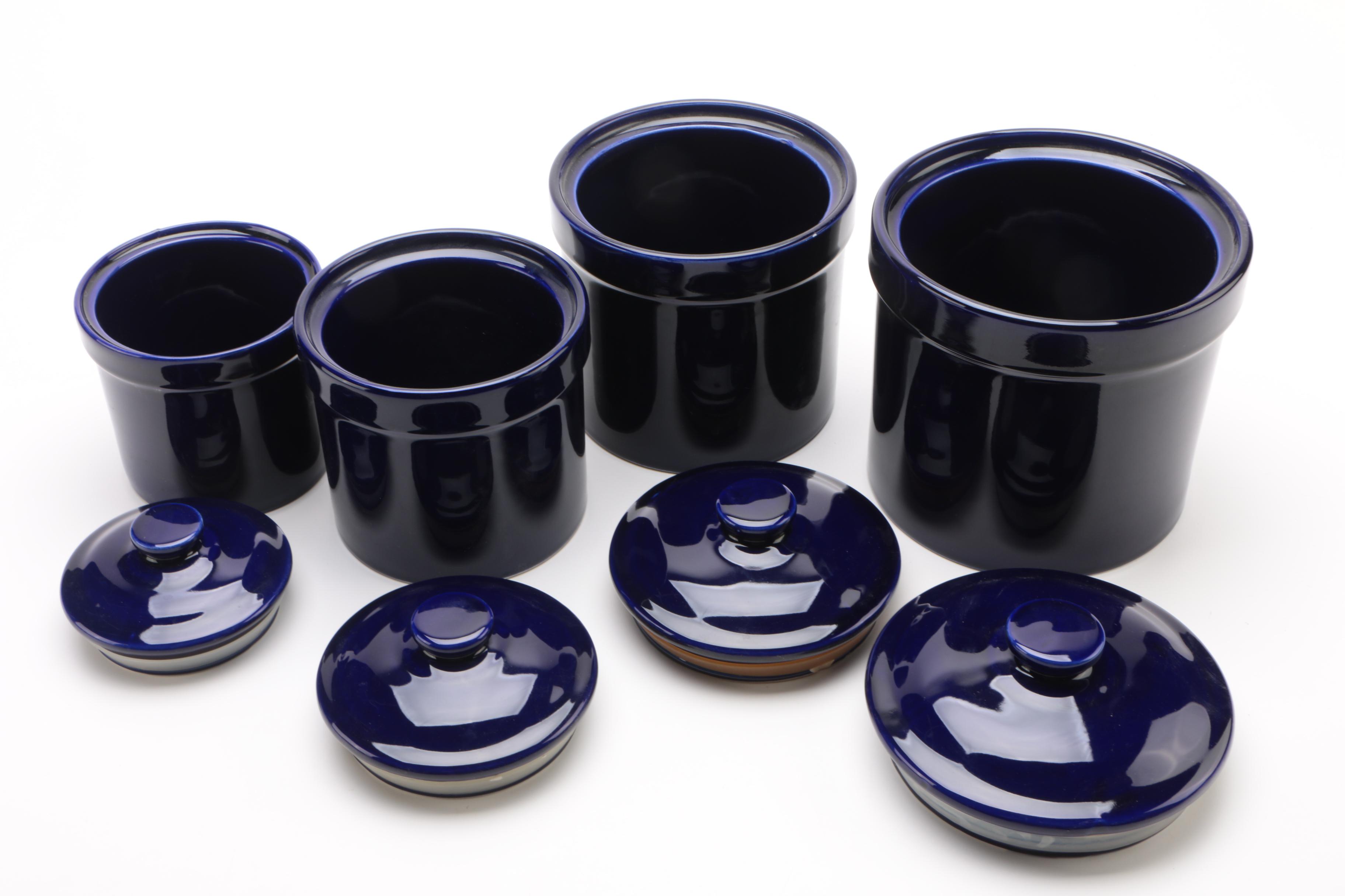 Cobalt Blue Glazed Ceramic Kitchen Canister Set