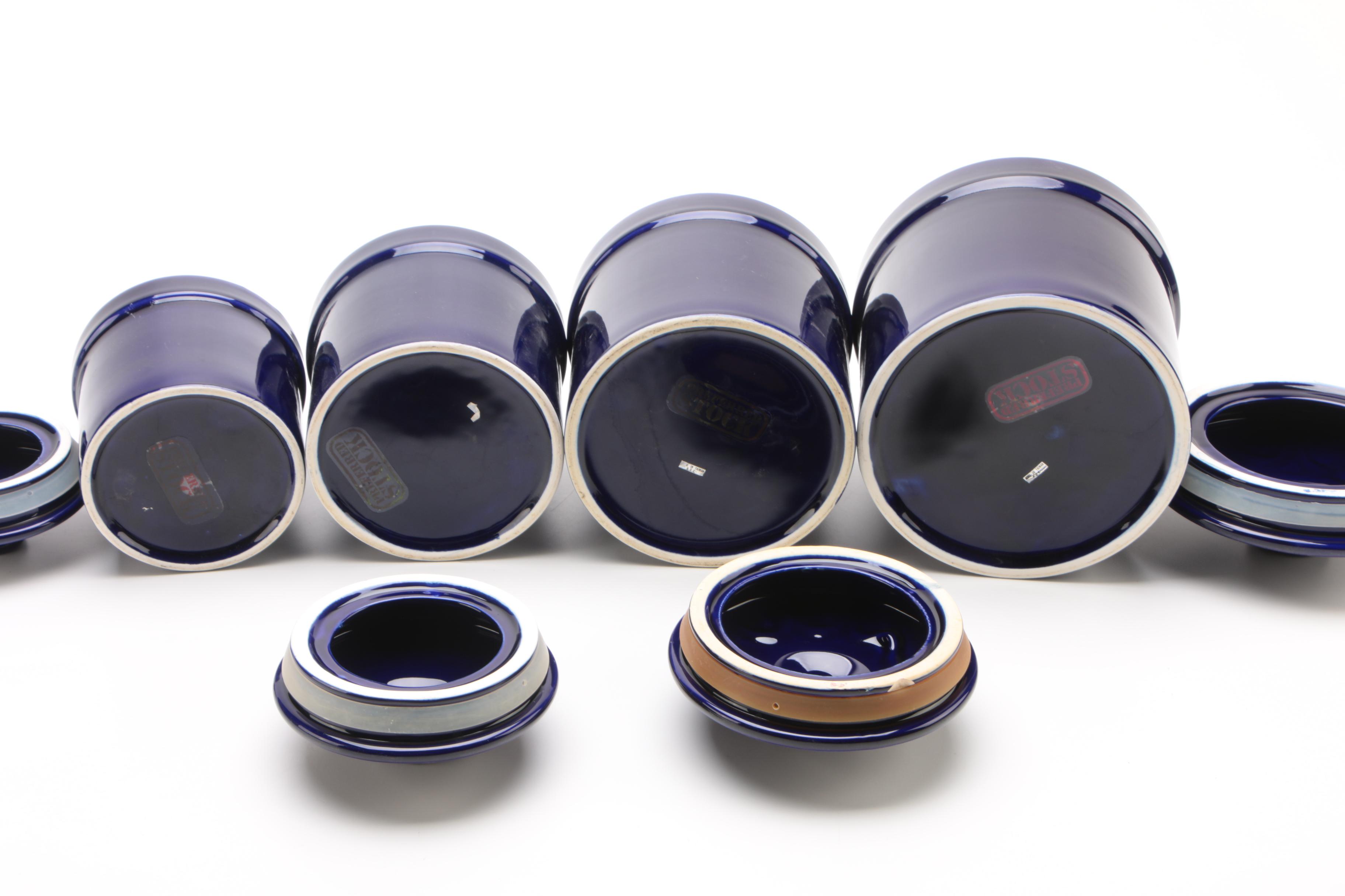 Cobalt Blue Glazed Ceramic Kitchen Canister Set