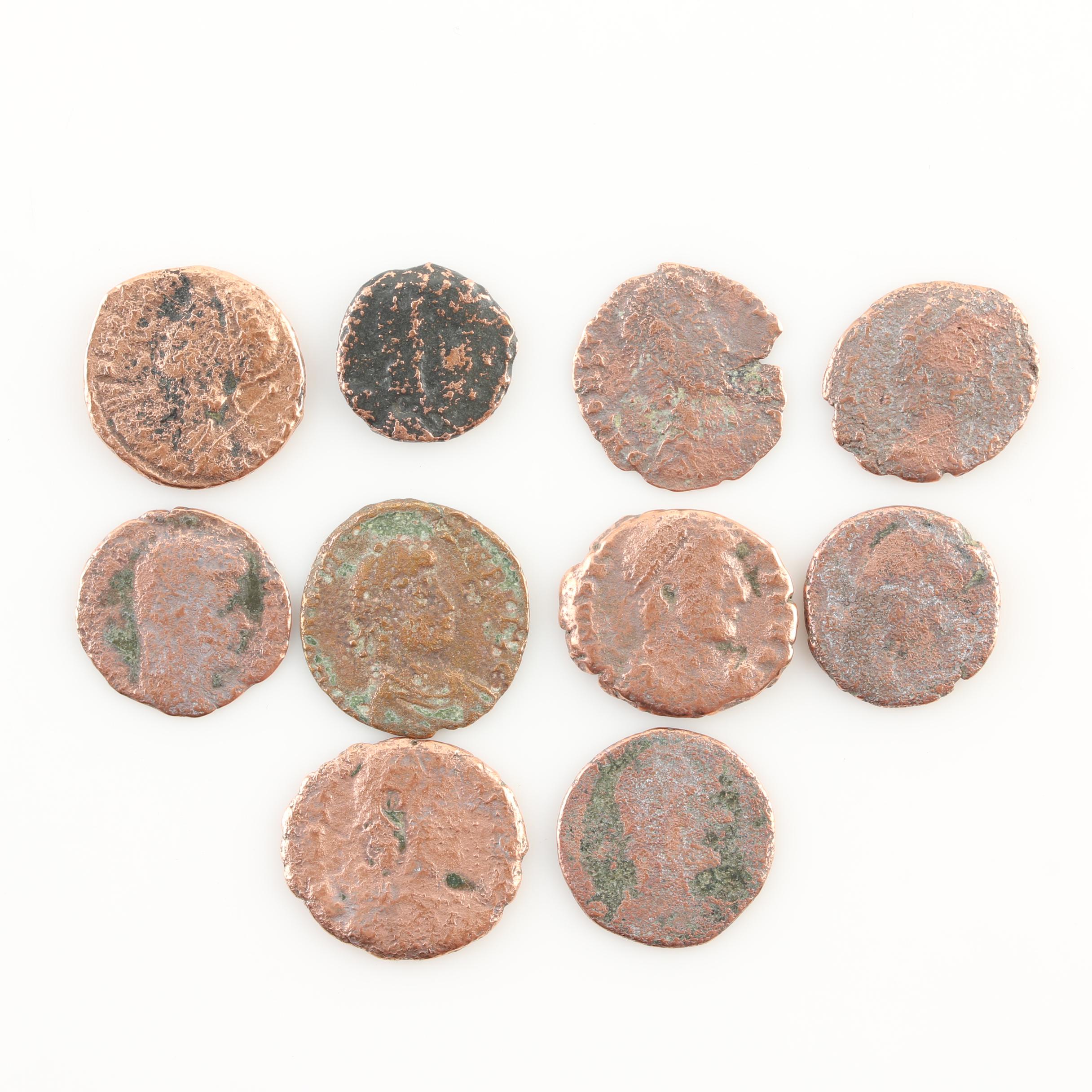 Ten Ancient Roman Imperial Bronze Coins from Constantine the Great's Era