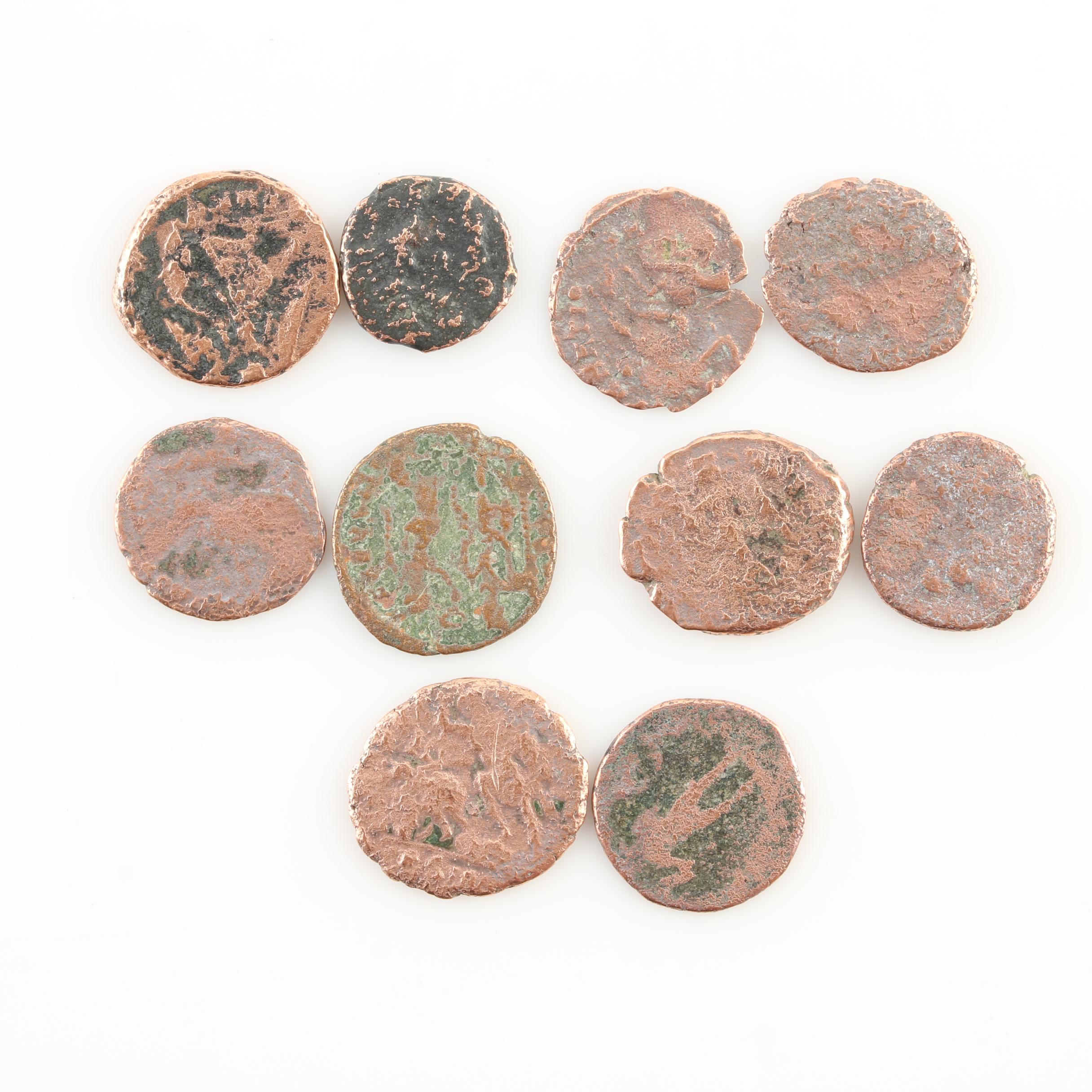 Ten Ancient Roman Imperial Bronze Coins from Constantine the Great's Era