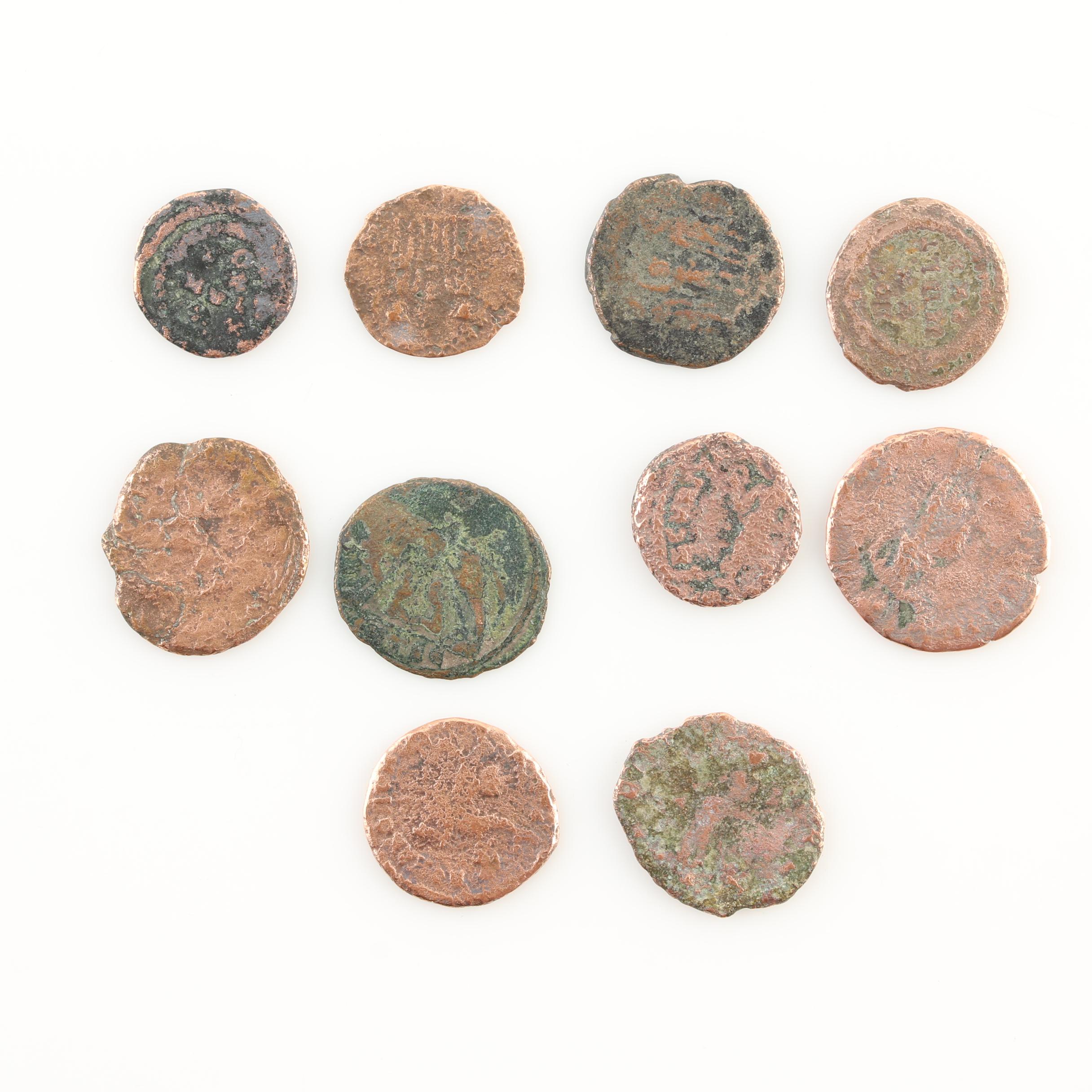 Ten Ancient Roman Imperial Bronze Coins from Constantine the Great's Era