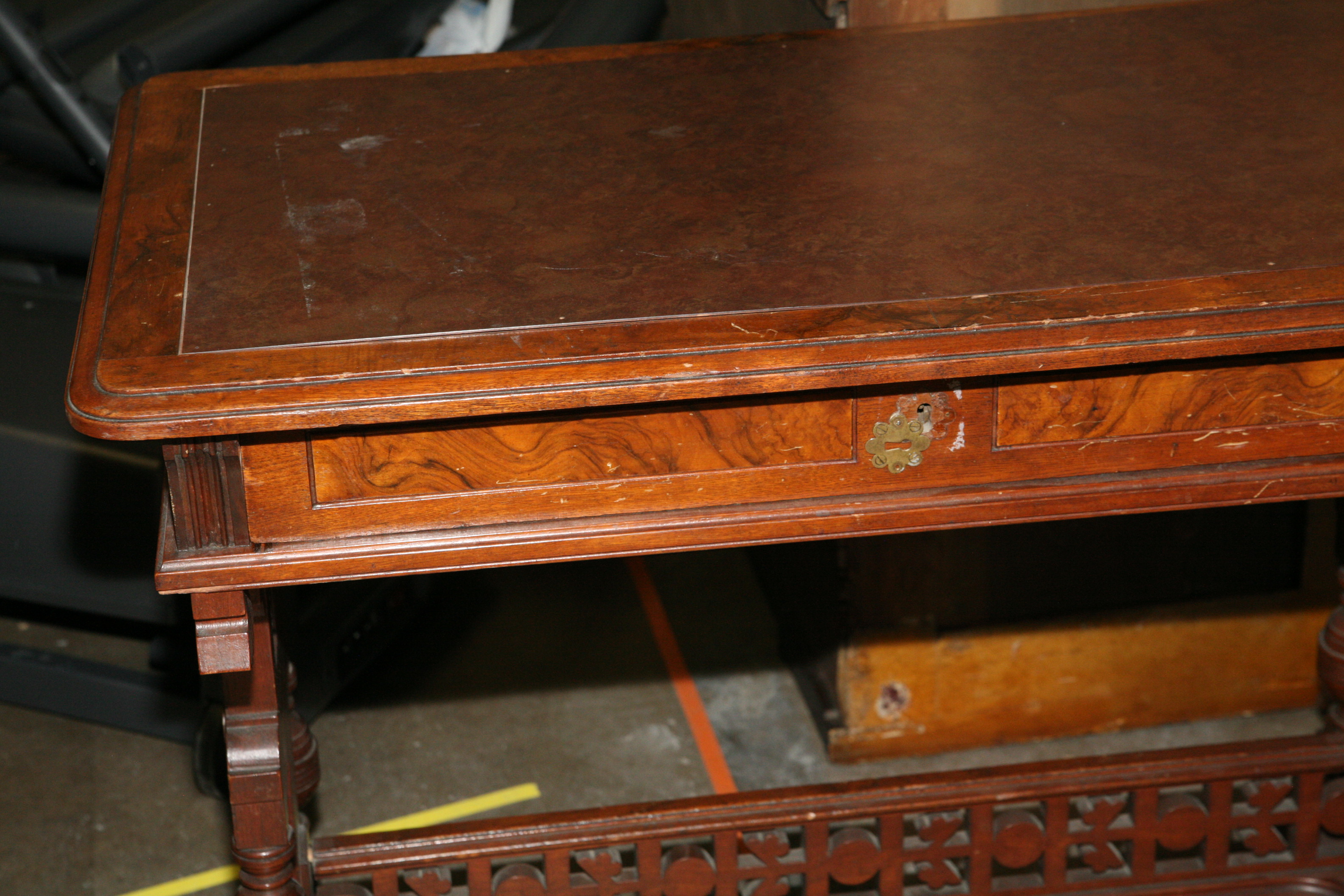 Antique Victorian Walnut Library Table