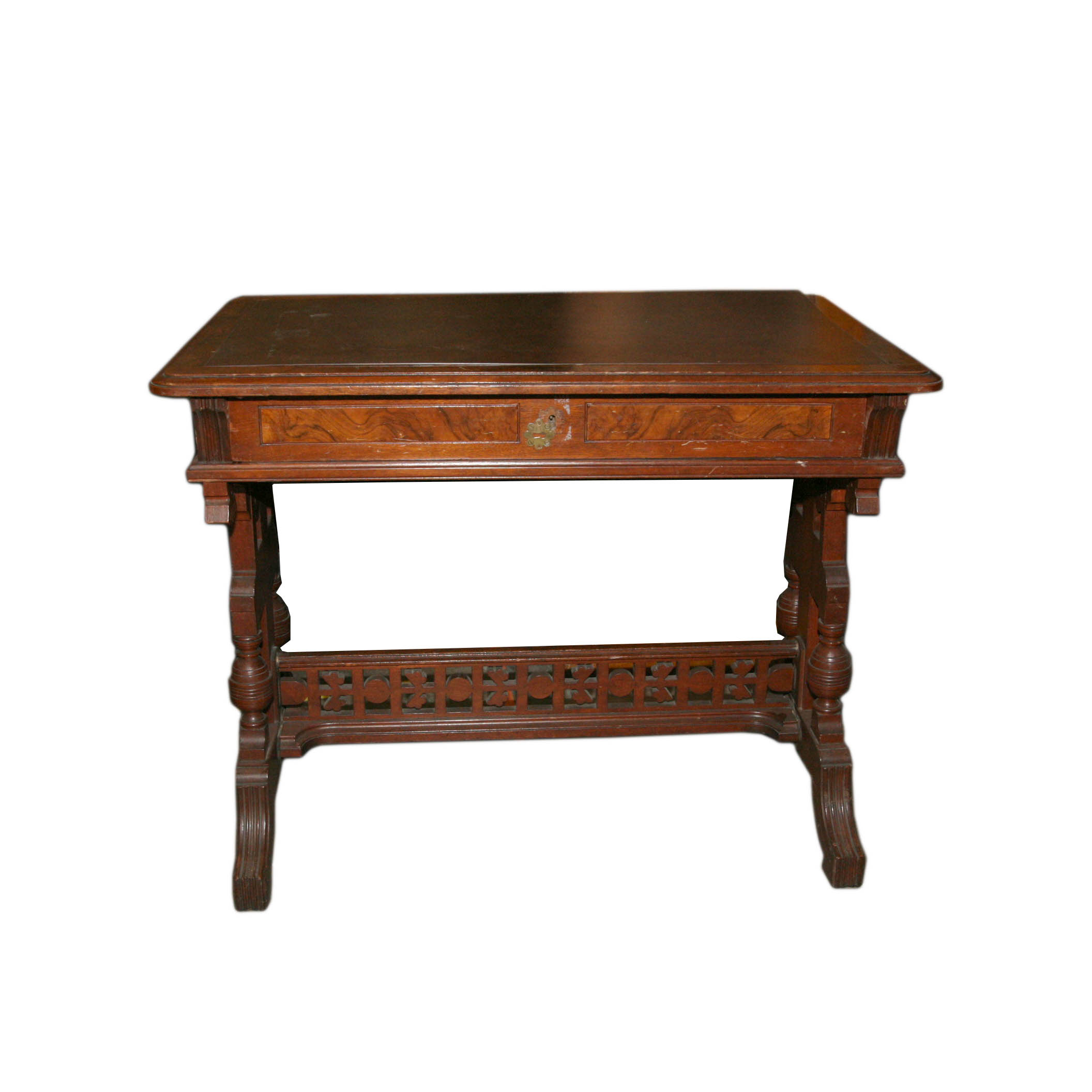 Antique Victorian Walnut Library Table