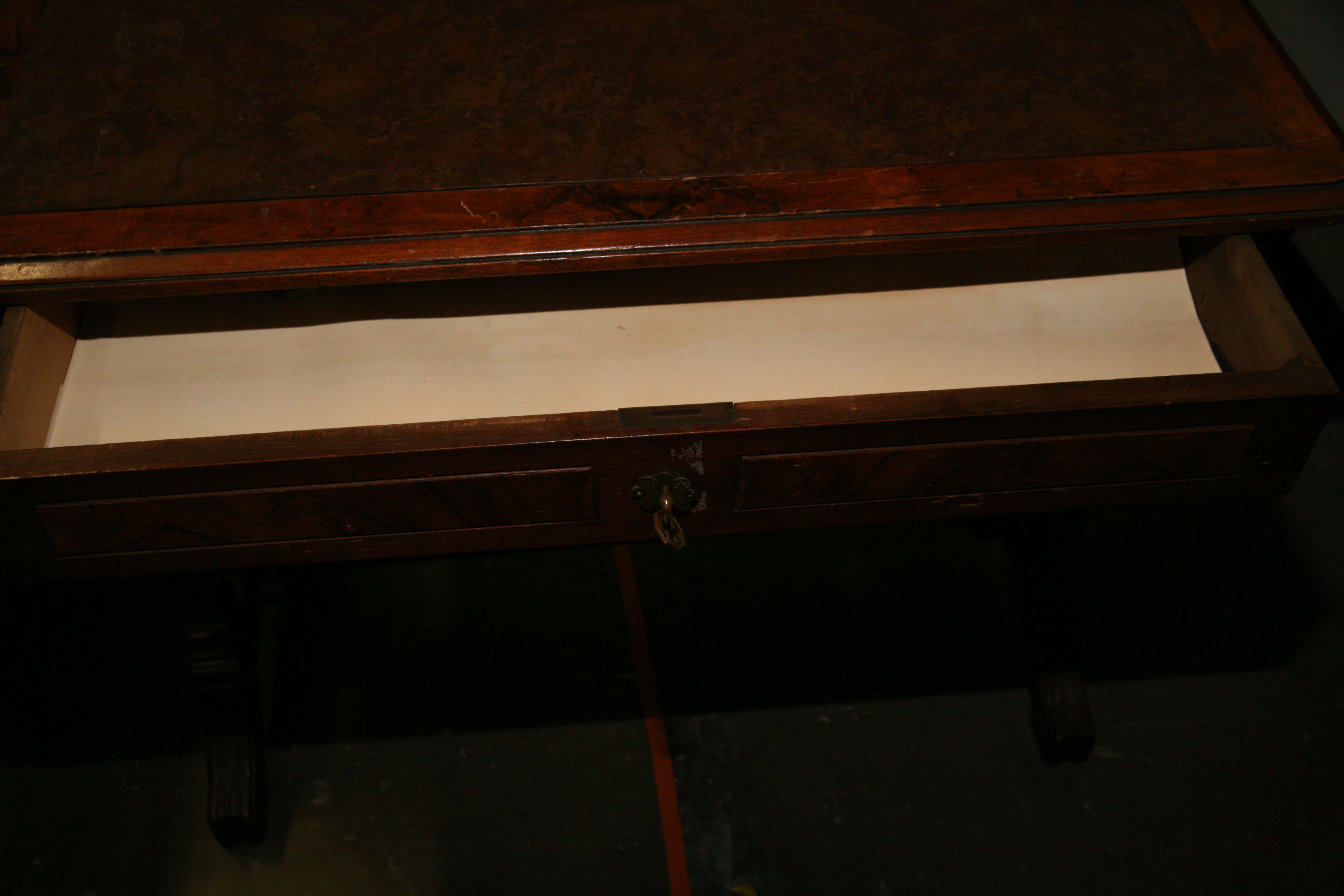 Antique Victorian Walnut Library Table