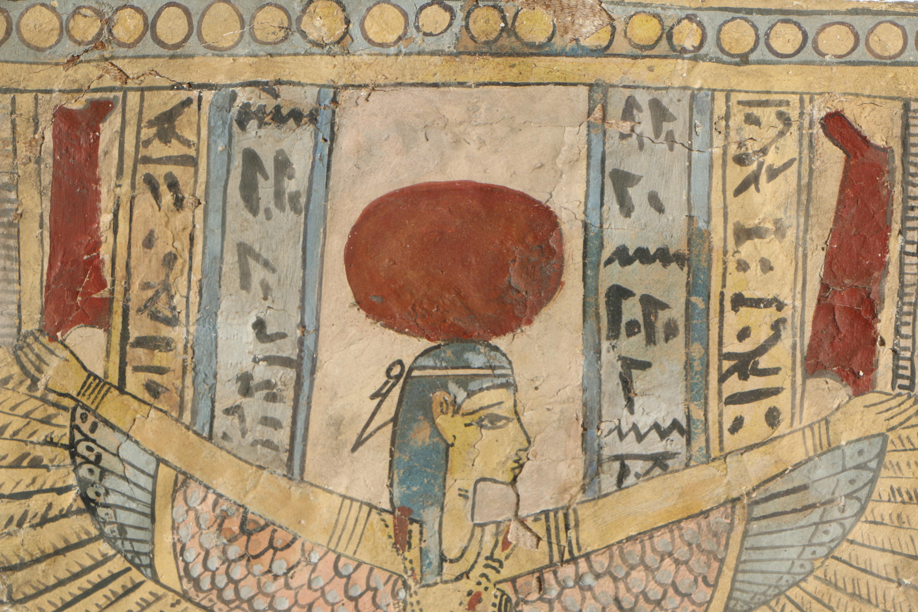 Egyptian-Style Gouache Painting of Isis