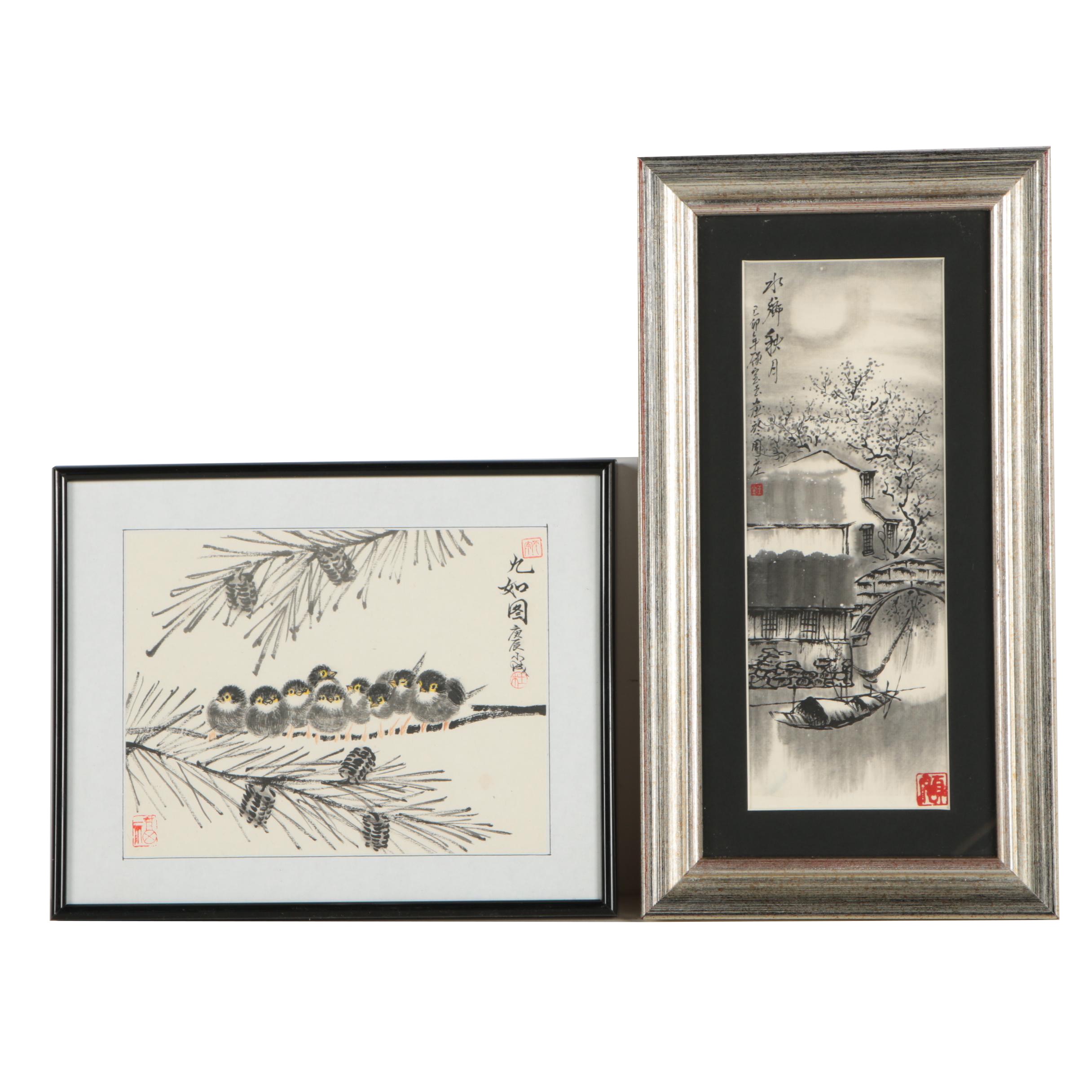 Two East Asian Ink Brush Paintings