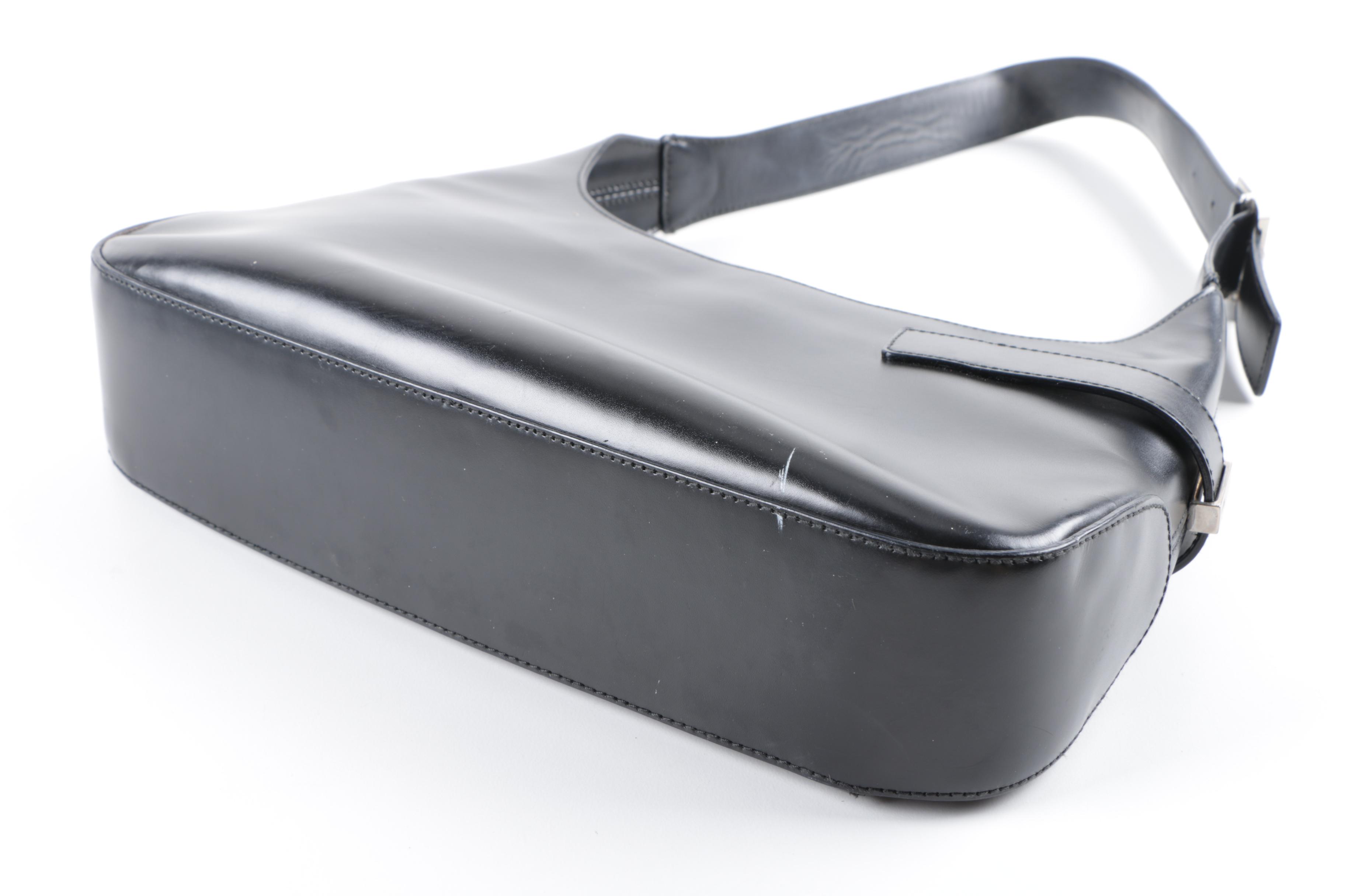 Circa 1980 Salvatore Ferragamo Black Leather Hobo Bag