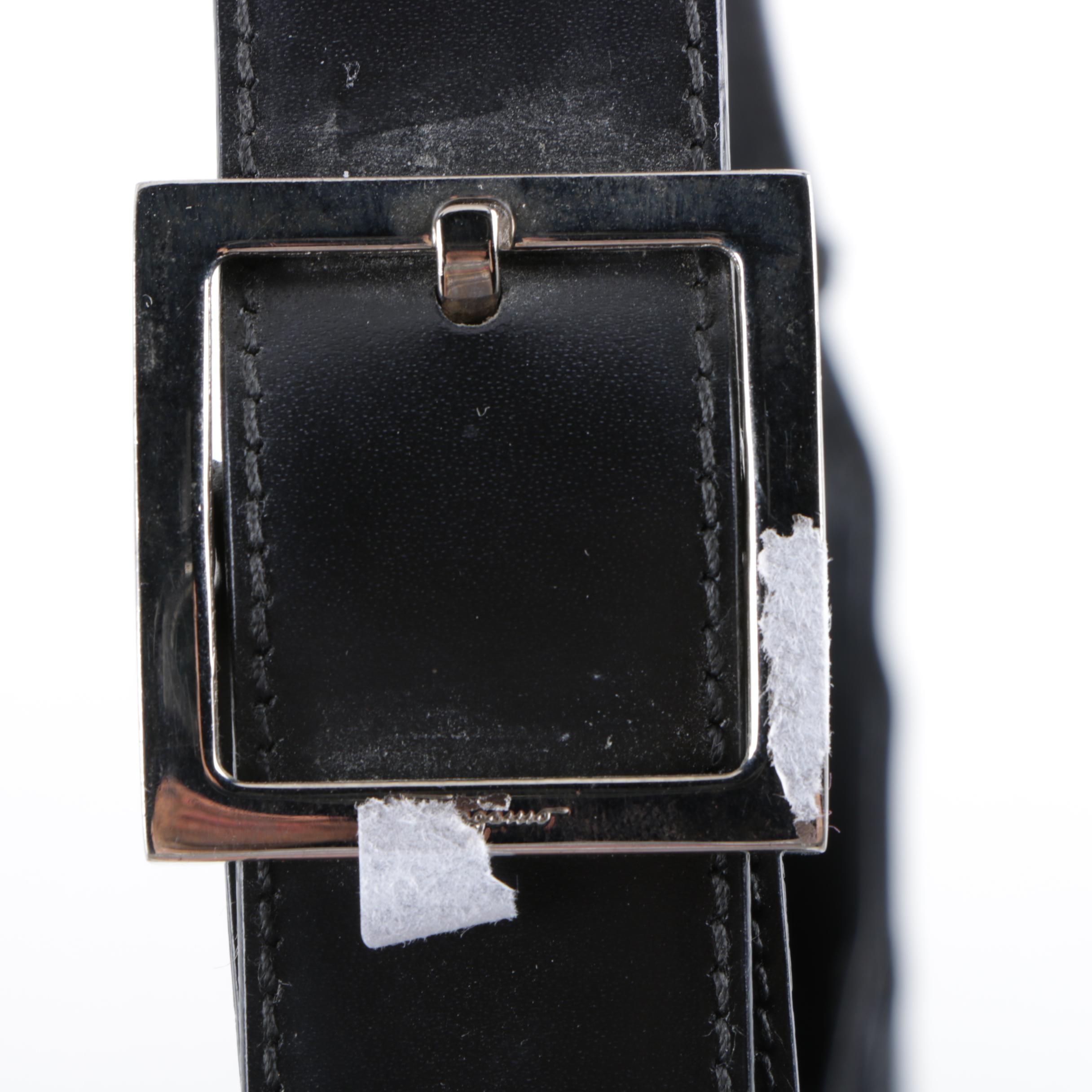 Circa 1980 Salvatore Ferragamo Black Leather Hobo Bag