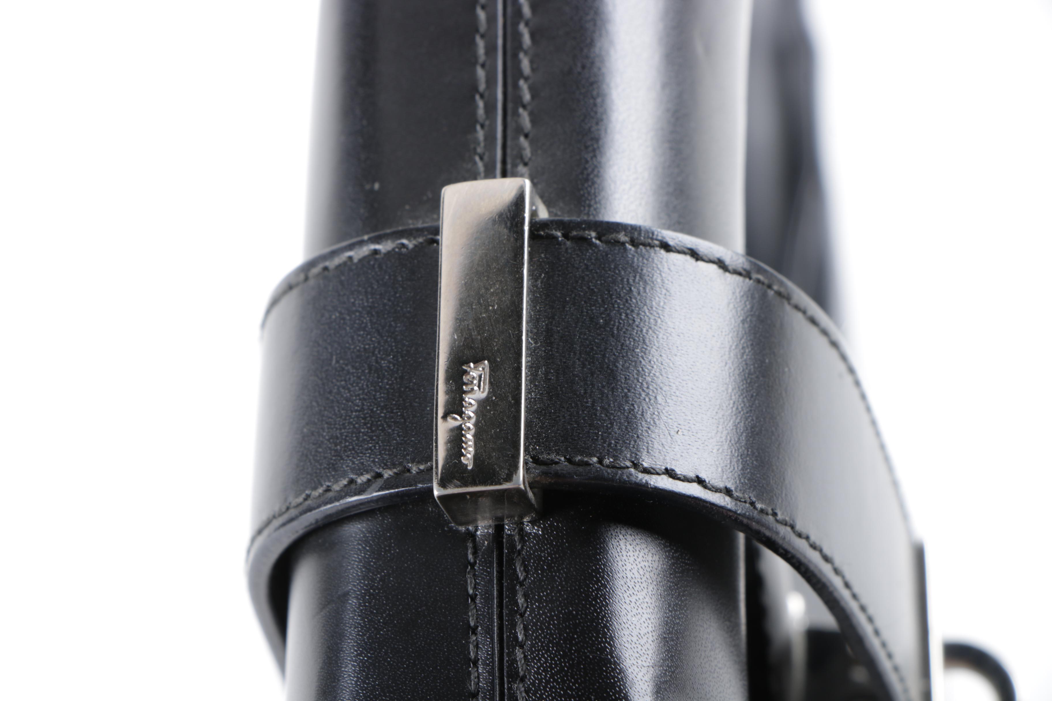 Circa 1980 Salvatore Ferragamo Black Leather Hobo Bag