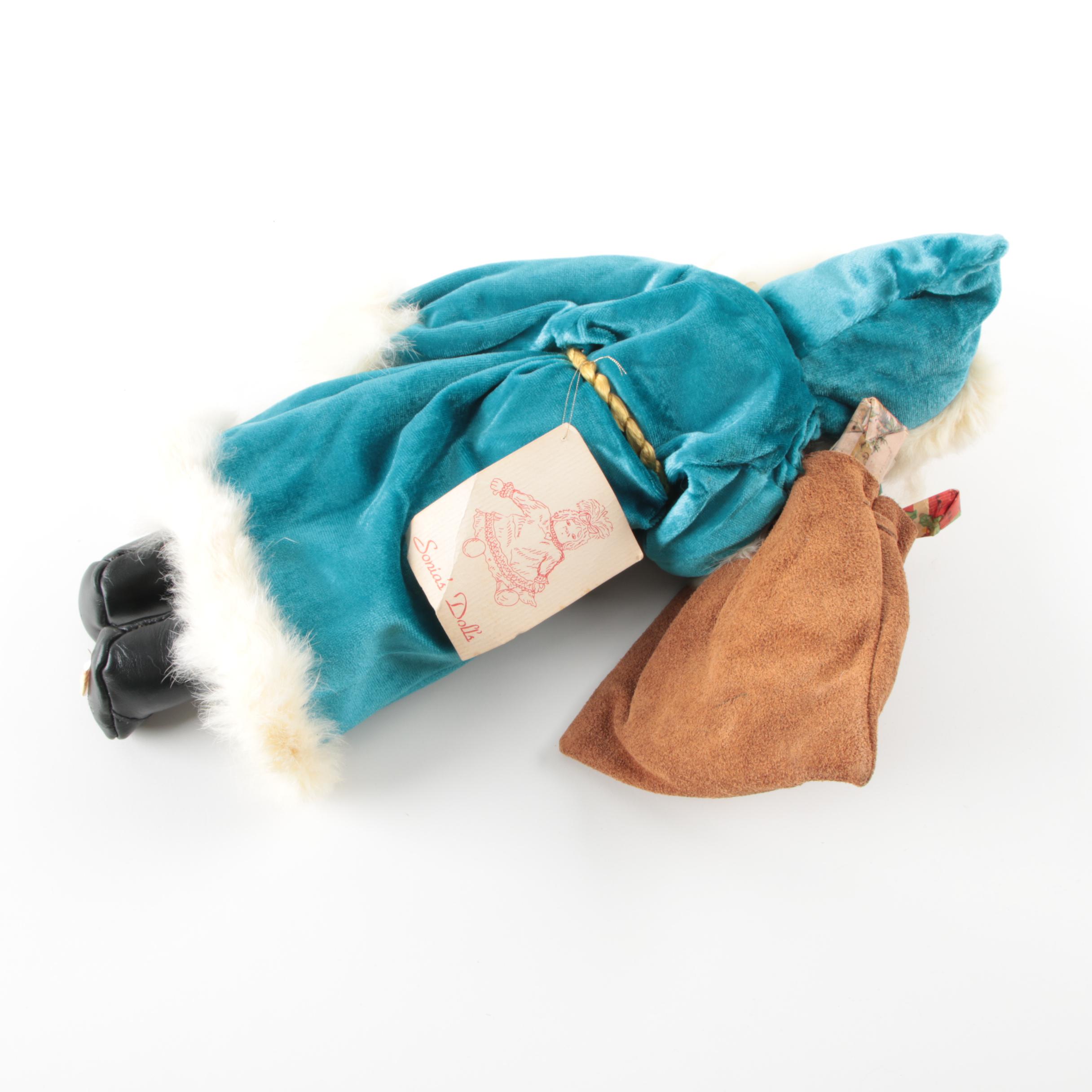 1984 Sonia's Dolls "Saint Nicholas" Soft Sculpture with Handmade Teddy Bears