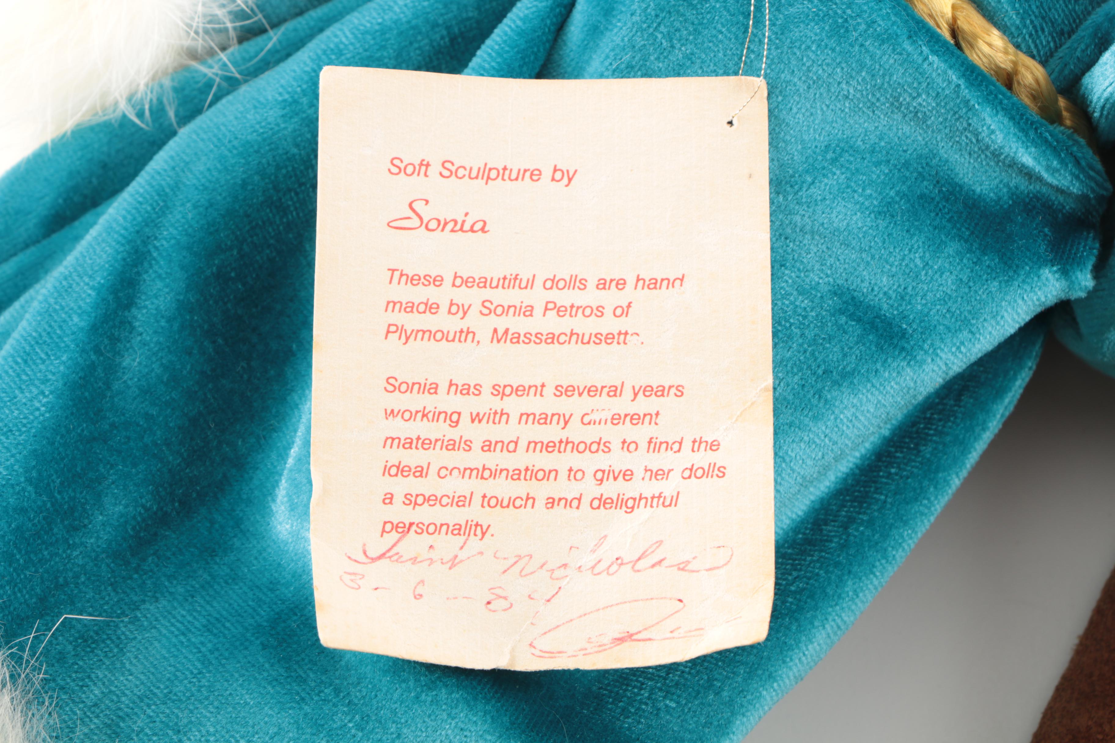 1984 Sonia's Dolls "Saint Nicholas" Soft Sculpture with Handmade Teddy Bears