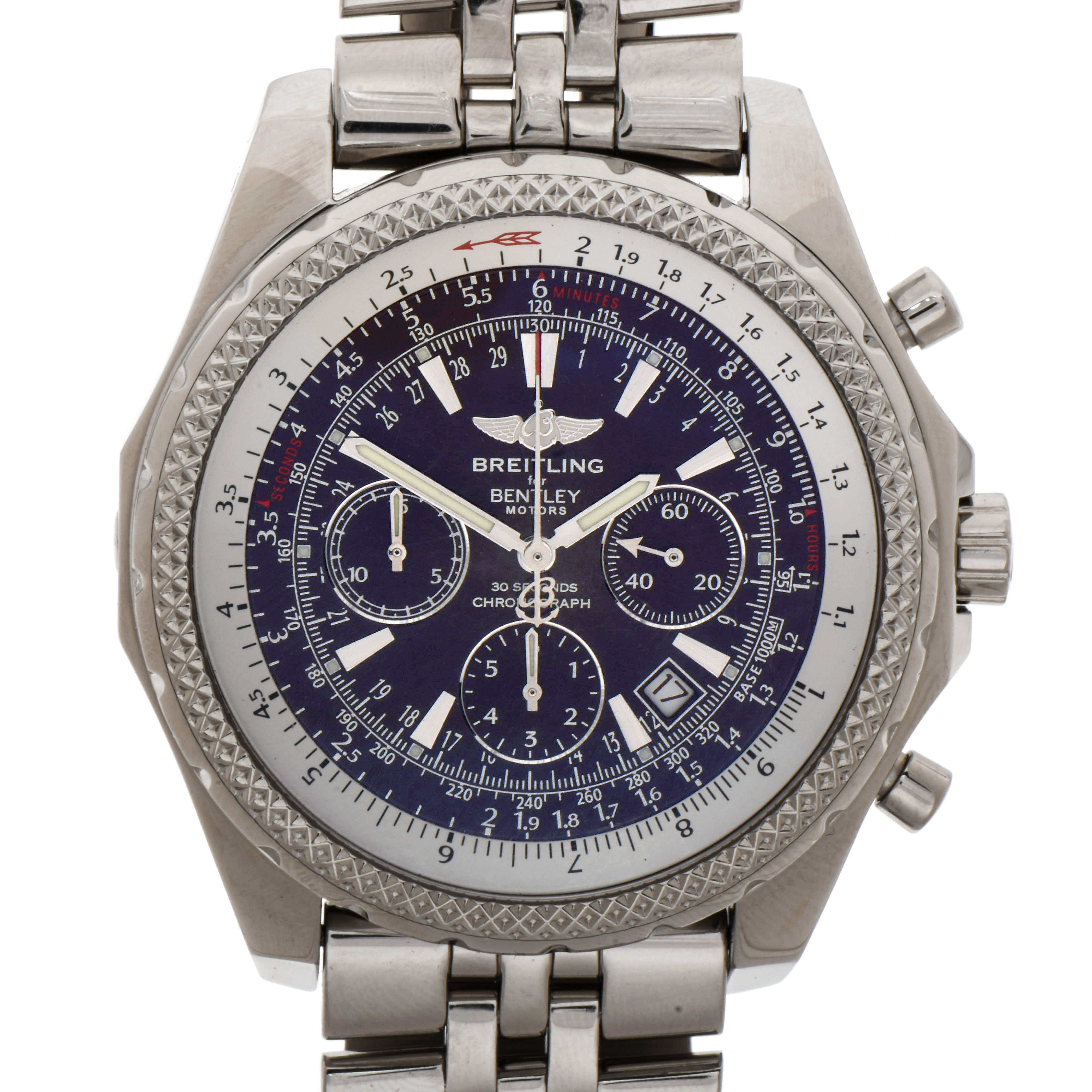 Breitling for Bentley Motors Automatic Chronograph Purple Dial Steel Watch