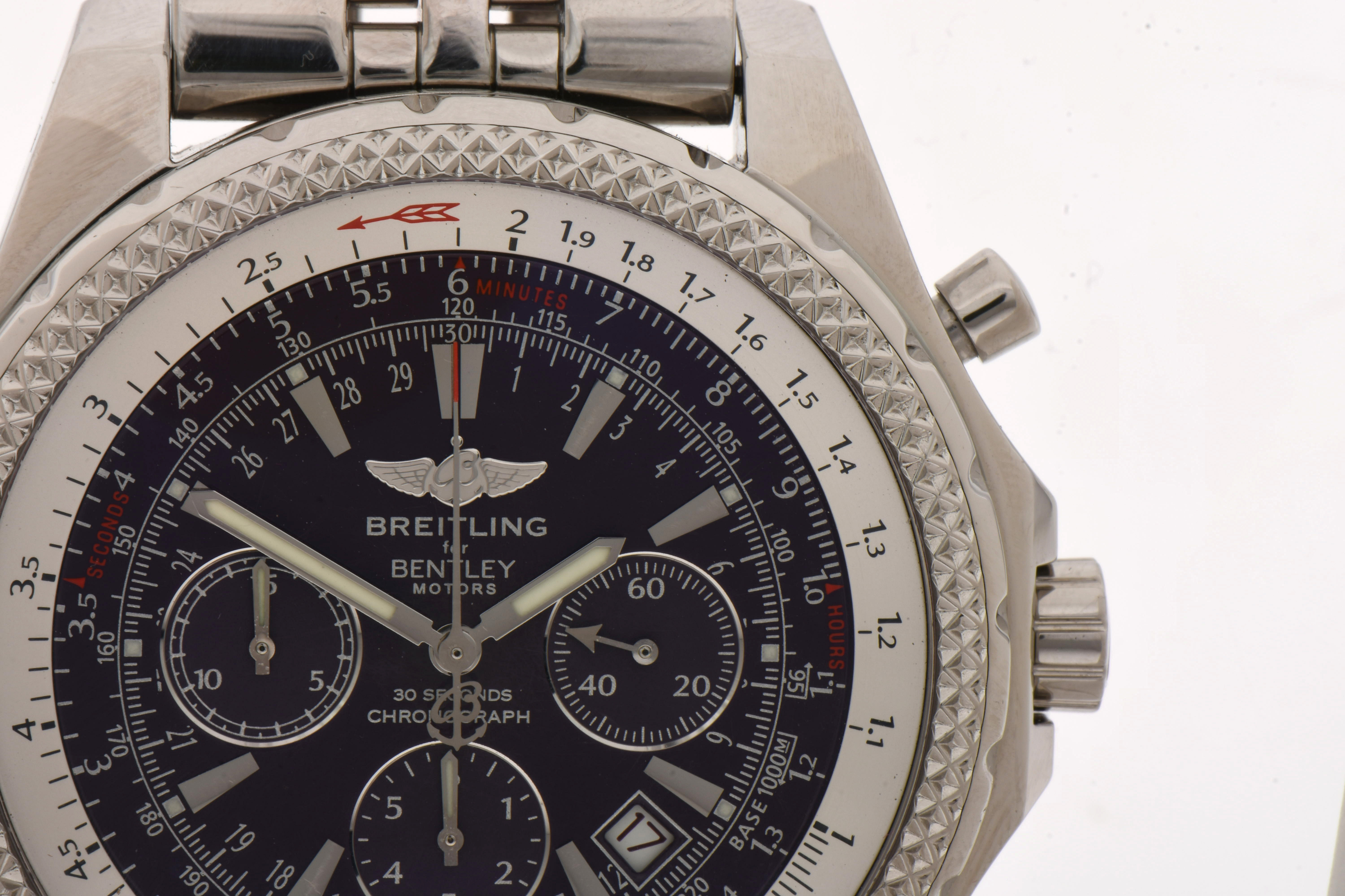 Breitling for Bentley Motors Automatic Chronograph Purple Dial Steel Watch