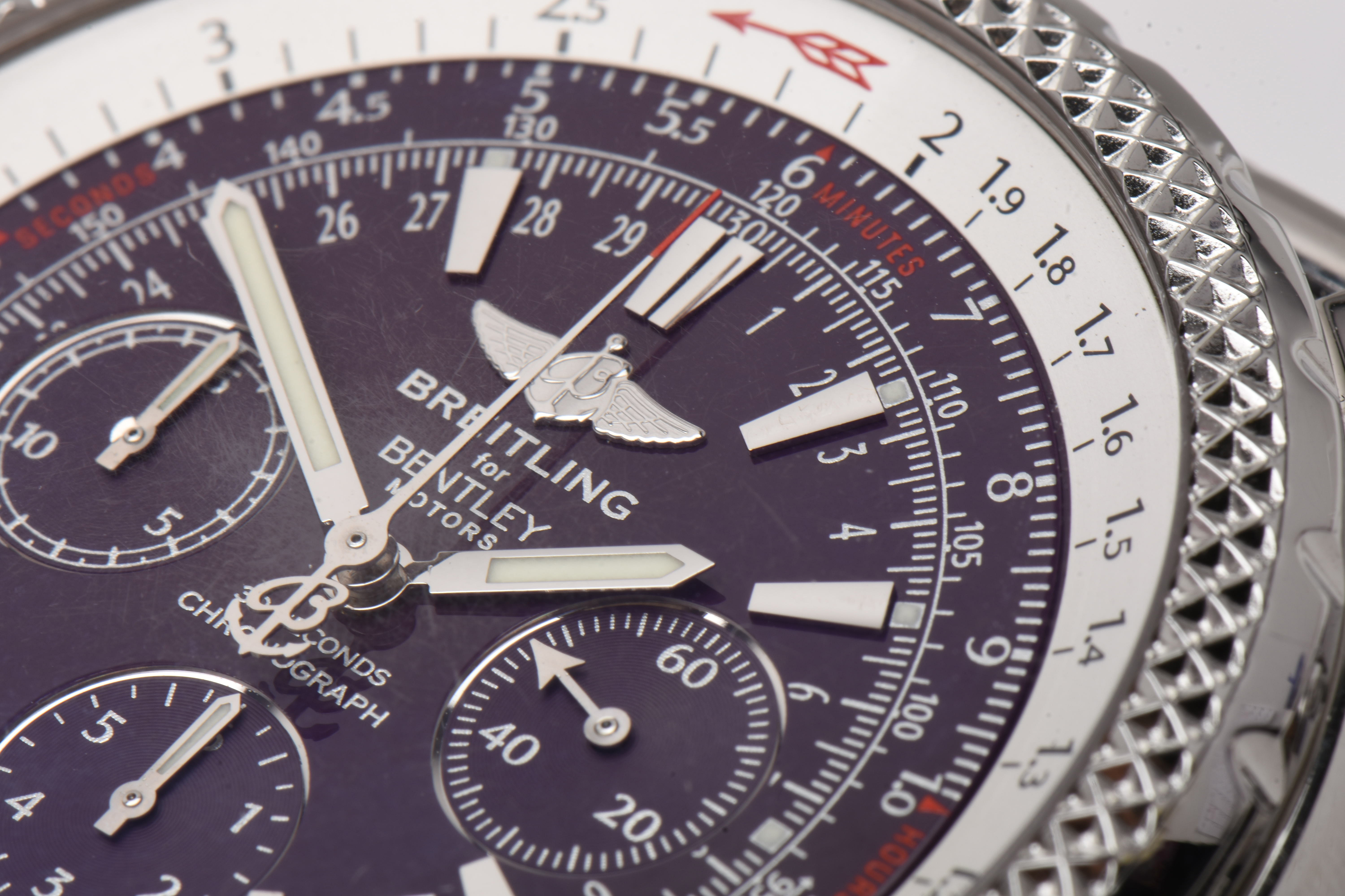 Breitling for Bentley Motors Automatic Chronograph Purple Dial Steel Watch