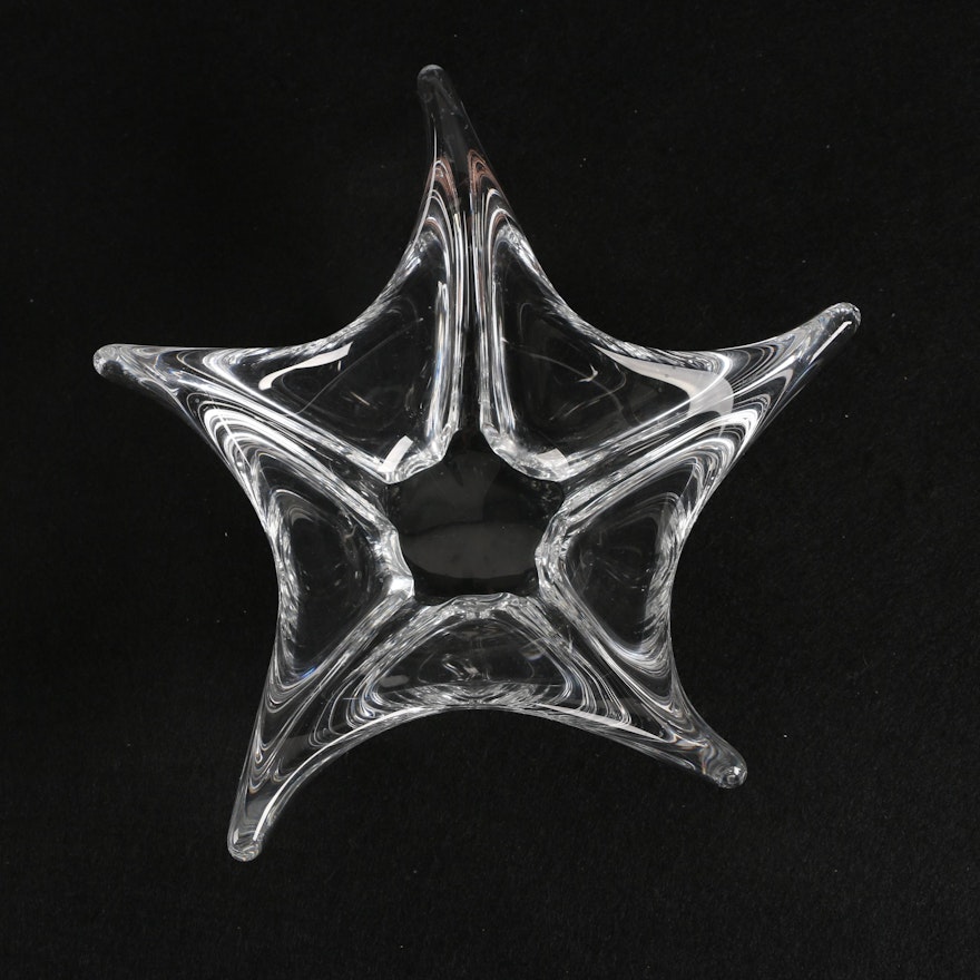 Pulled Crystal Star Shaped Bowl in the Style of Daum