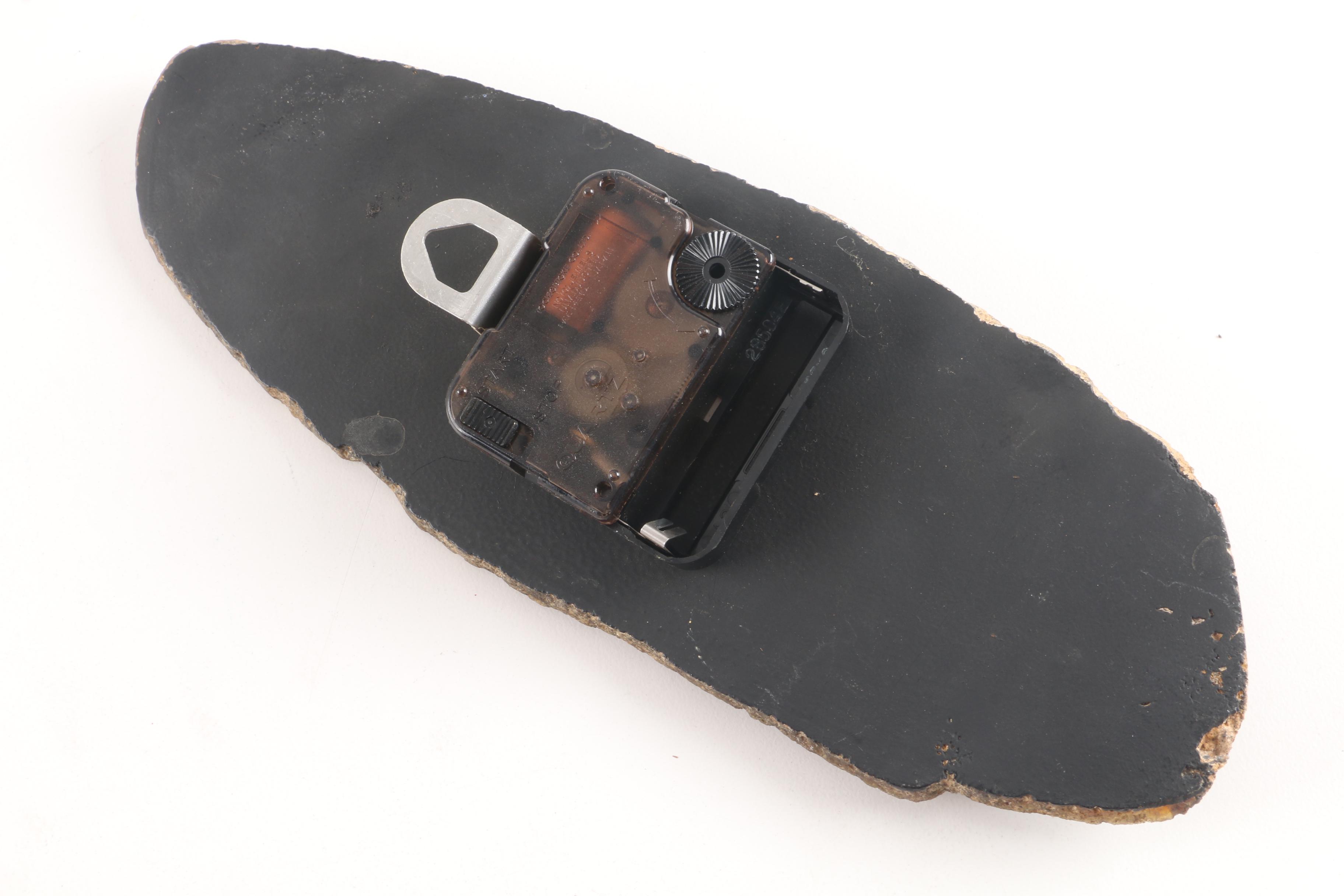 Agate Wall Clock, Geode, and Marble Rock with Figurines