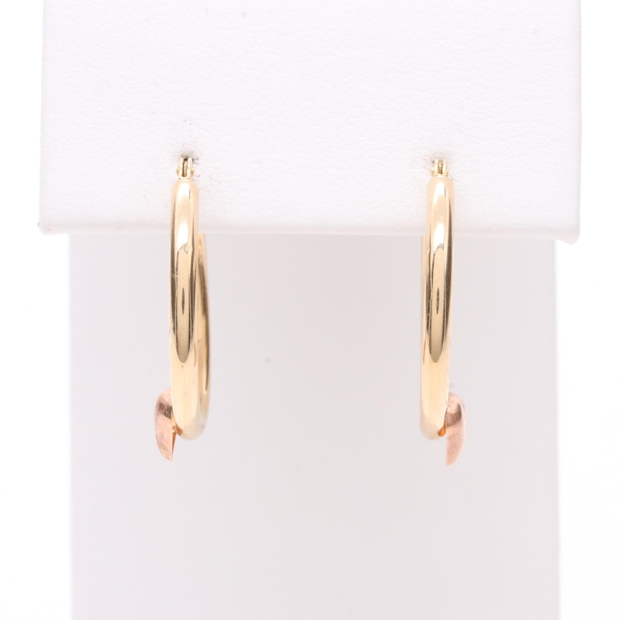 10K Yellow and Rose Gold Heart Earrings