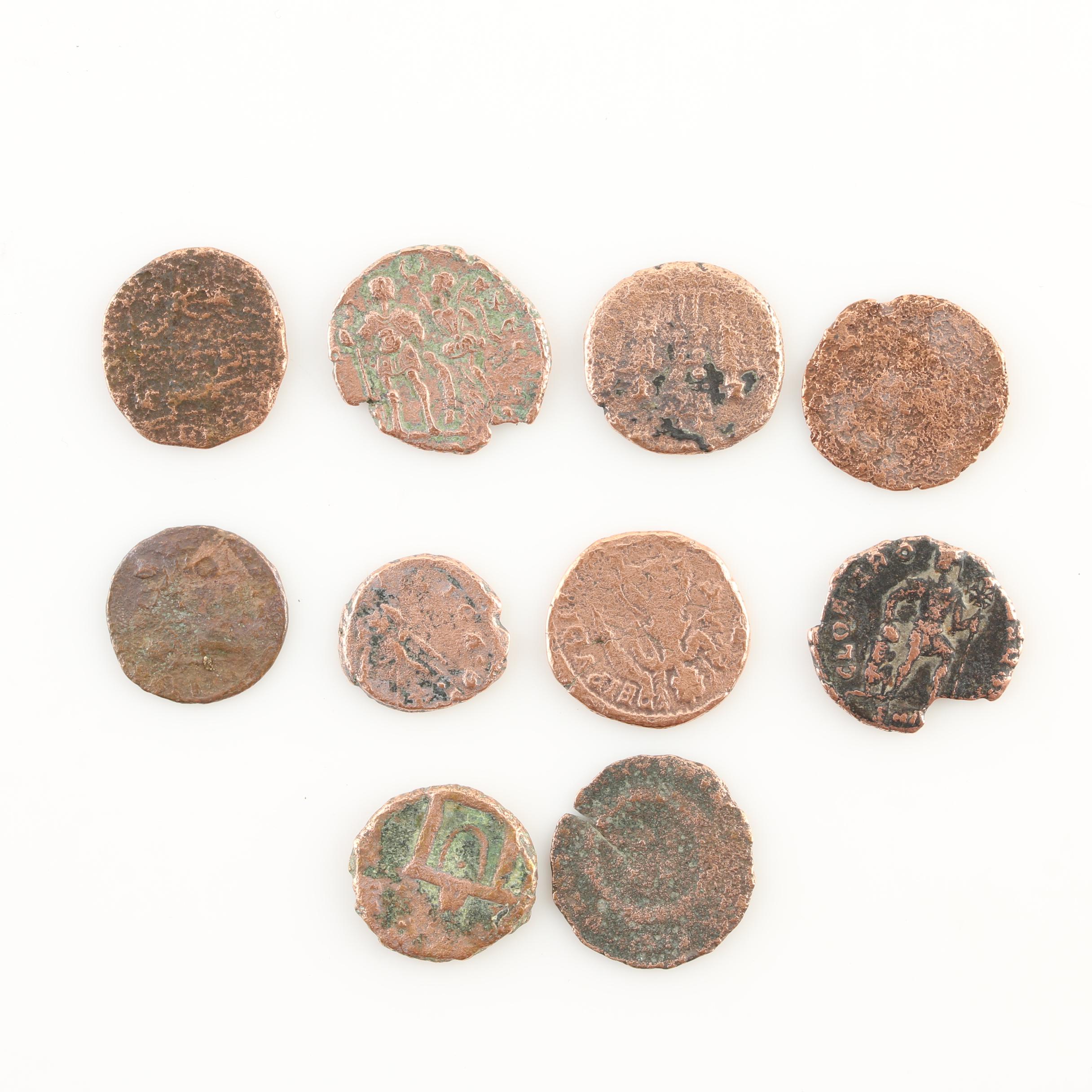 Ten Ancient Roman Imperial Bronze Coins from Constantine the Great's Era