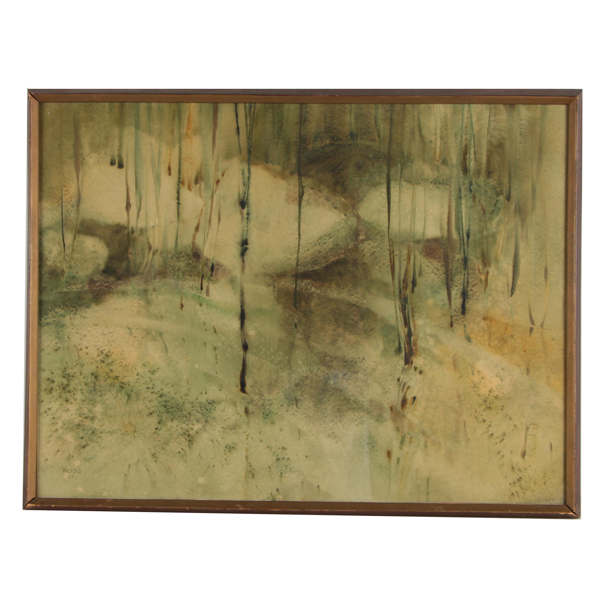 Lee Weiss Watercolor Painting "Pond Ripples"