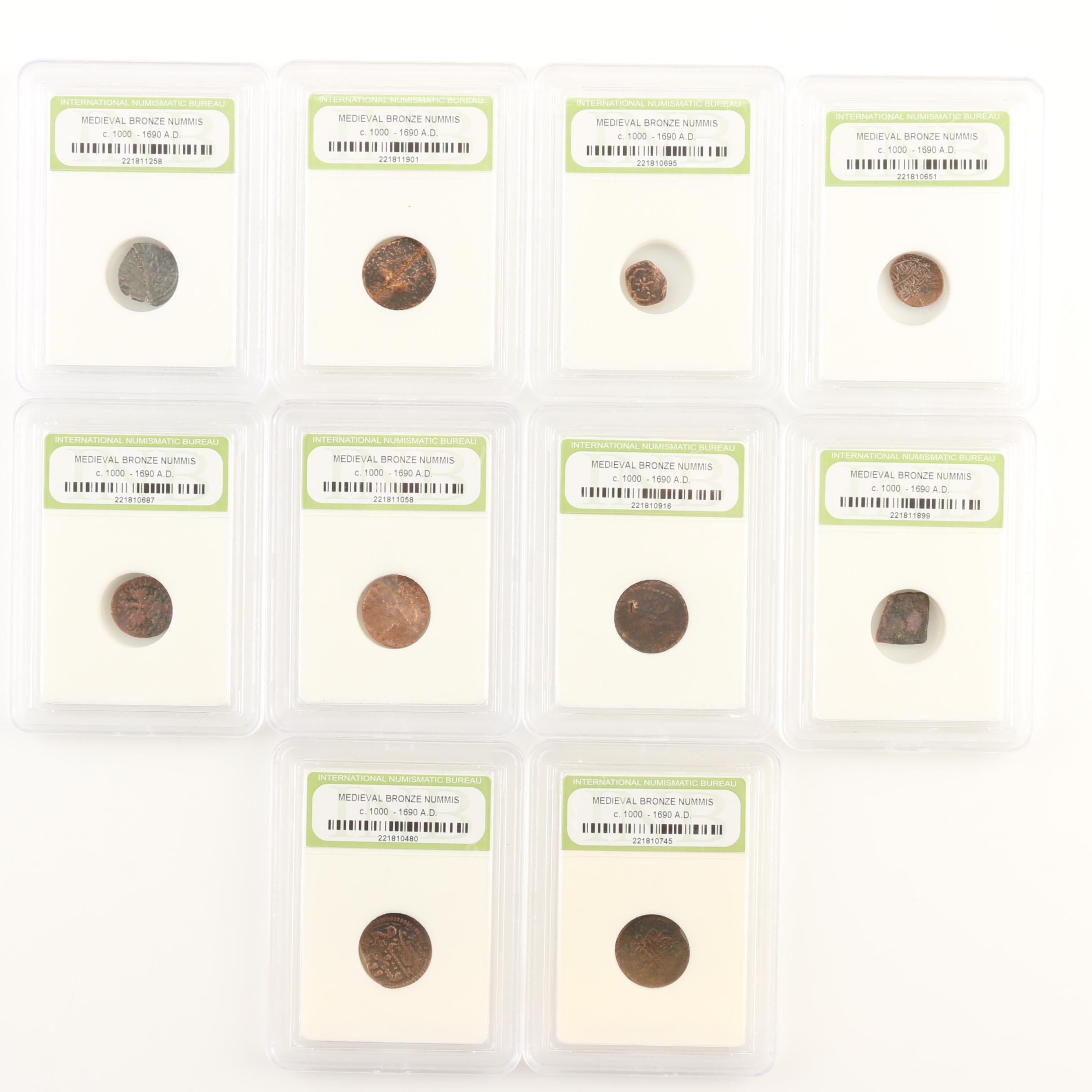 Ten Medieval Era Bronze Coins
