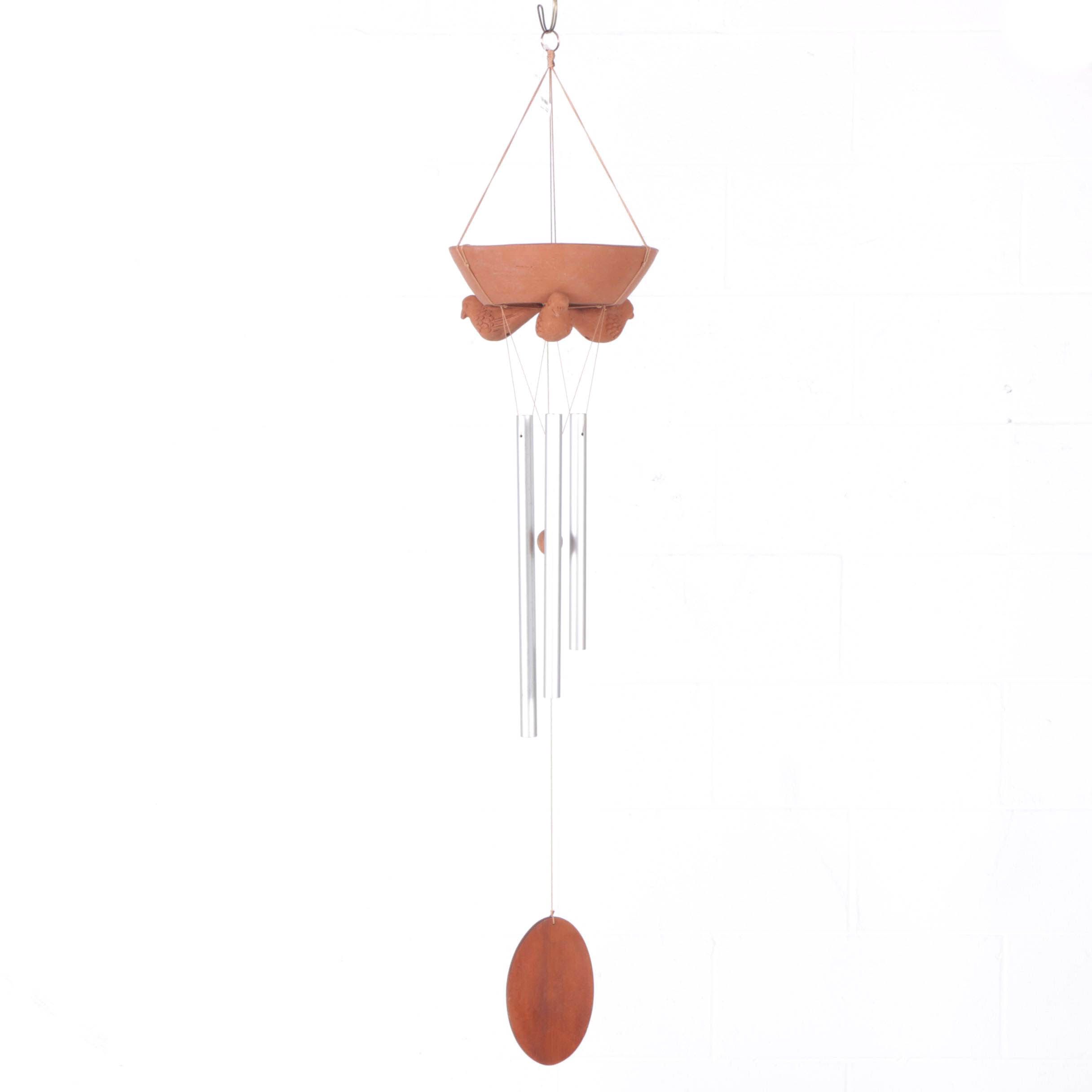 Terracotta Hanging Planter With Chimes