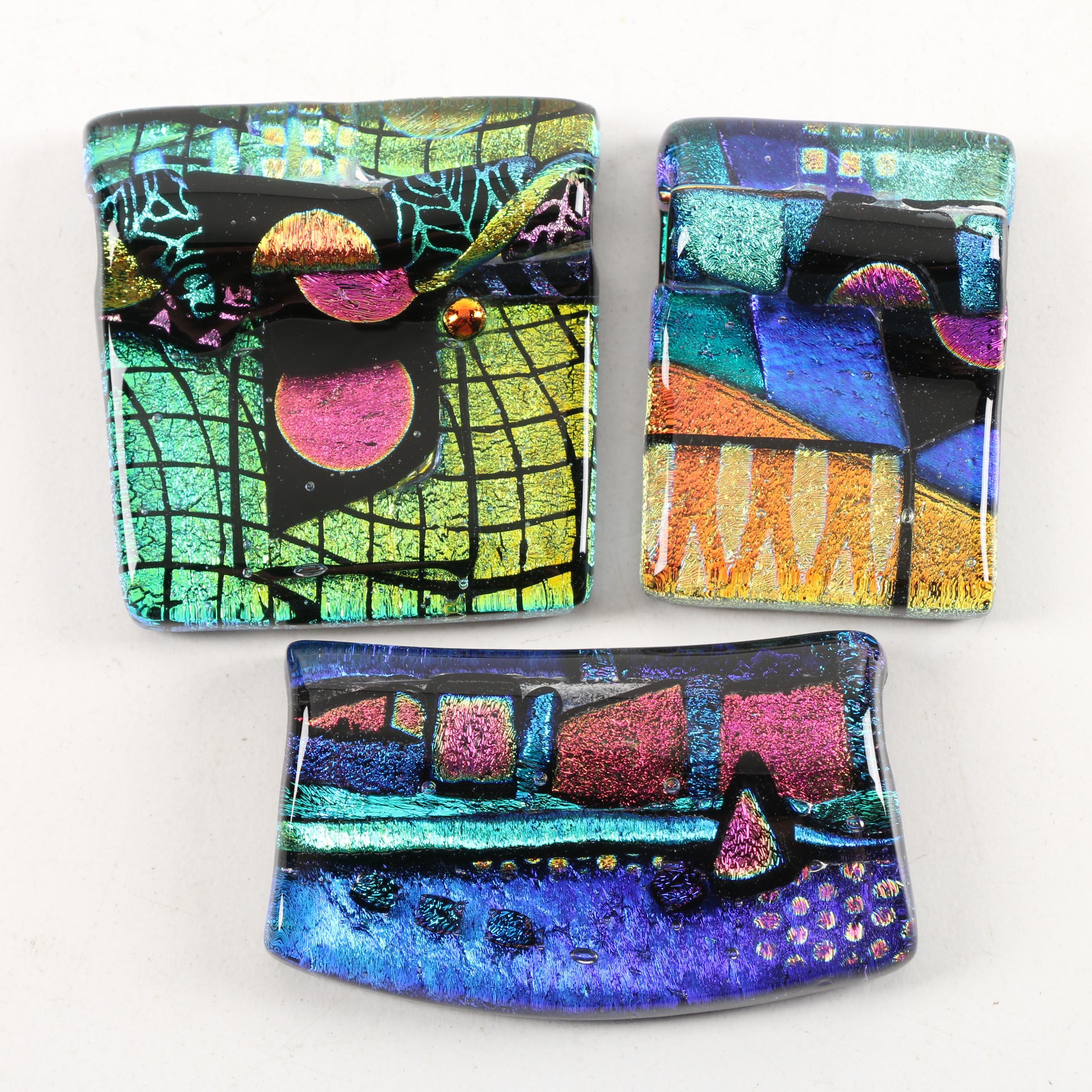 Signed Susan H. Pratt-Smith Dichroic Art Glass Pendants