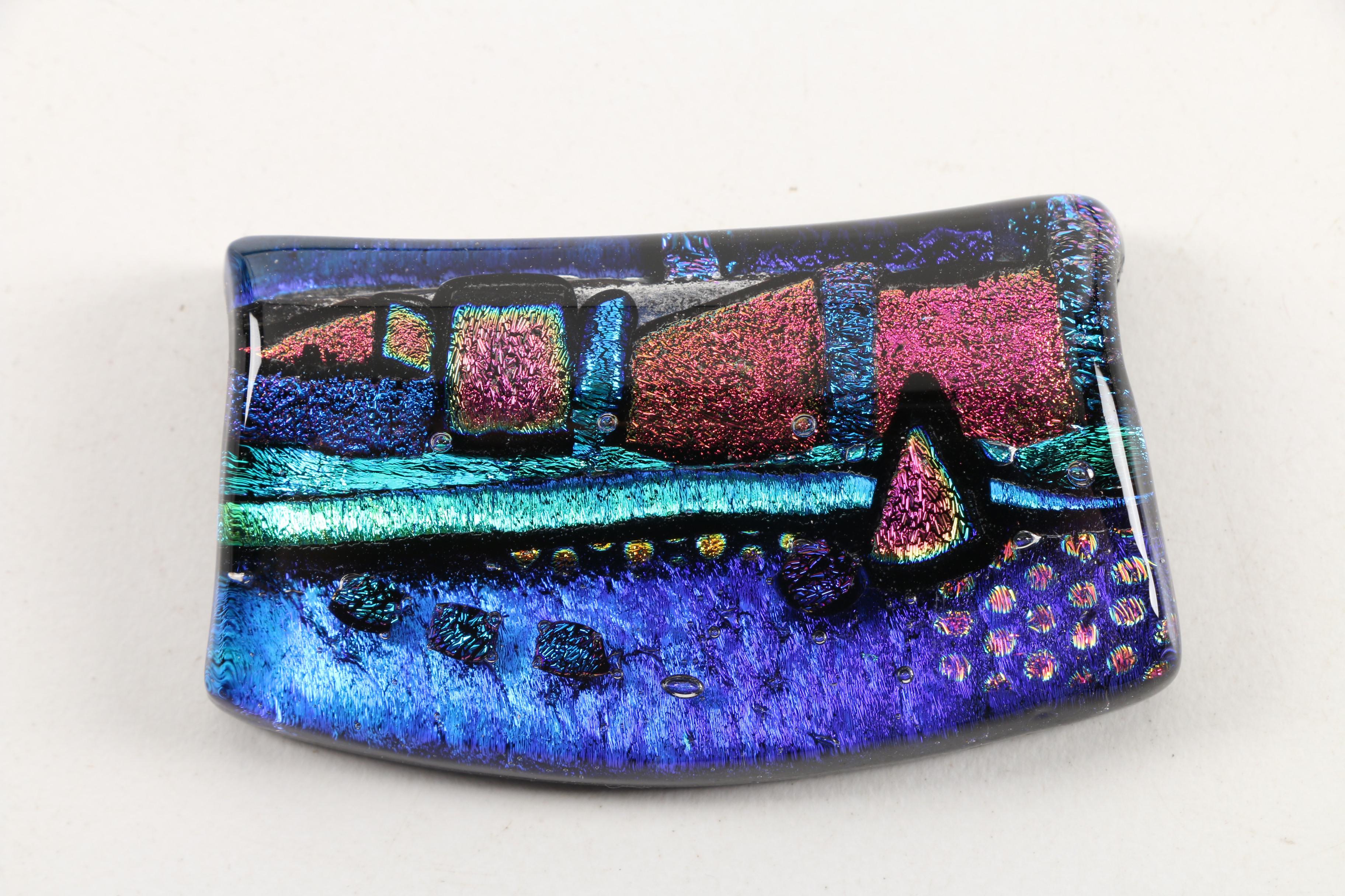 Signed Susan H. Pratt-Smith Dichroic Art Glass Pendants