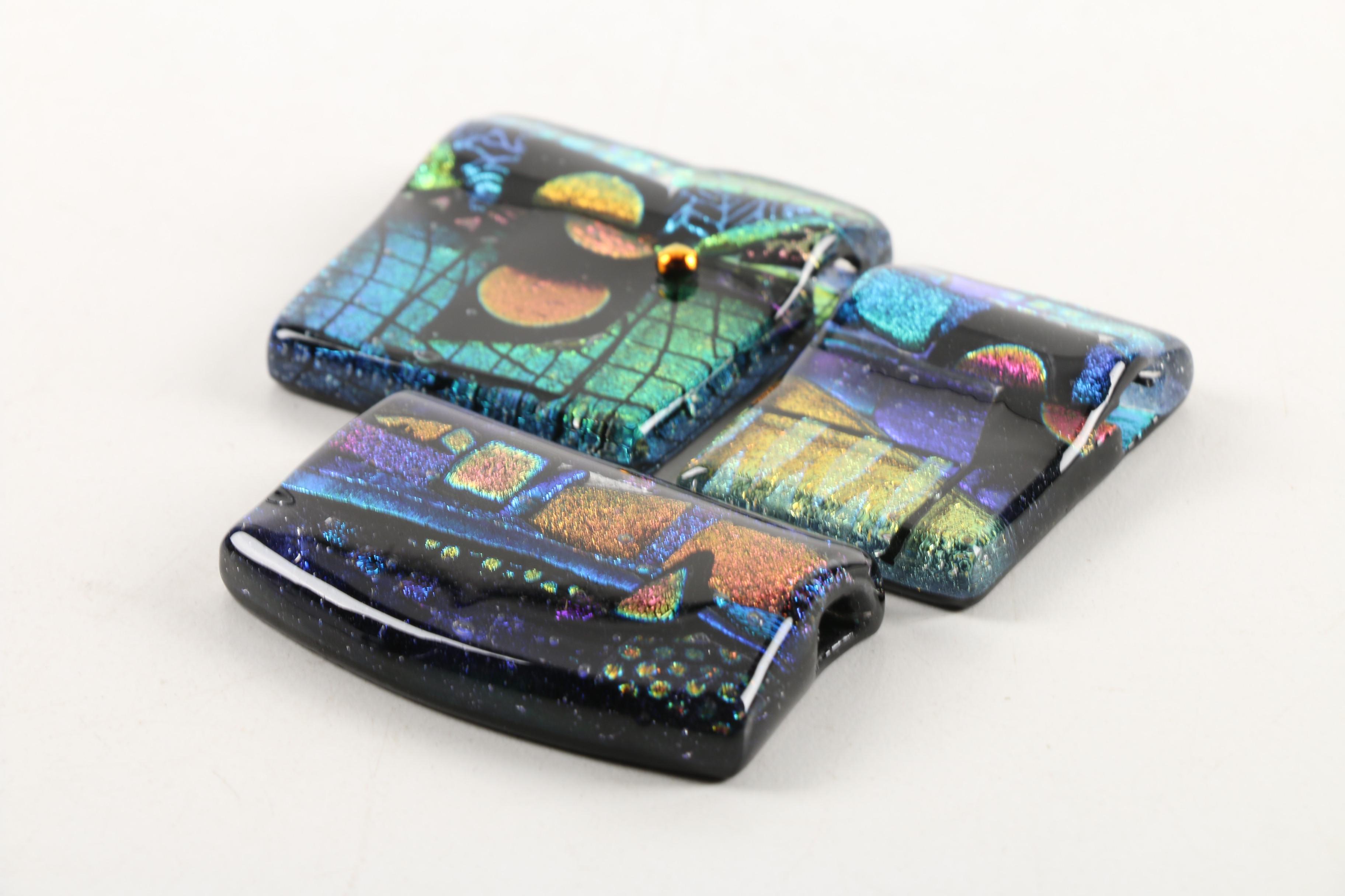 Signed Susan H. Pratt-Smith Dichroic Art Glass Pendants