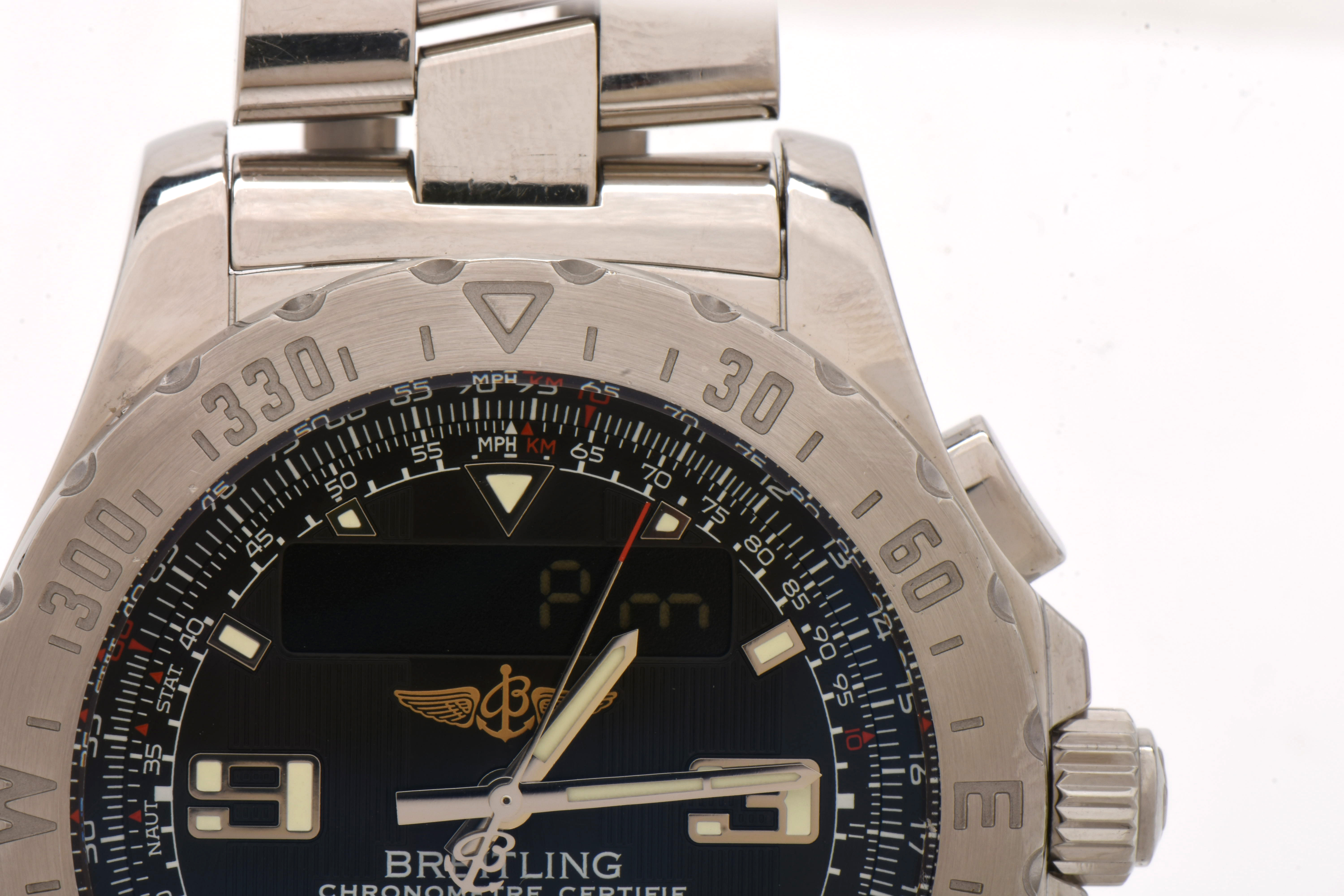 Breitling Airwolf Super Quartz Digital-Analog 44mm Stainless Steel Wristswatch