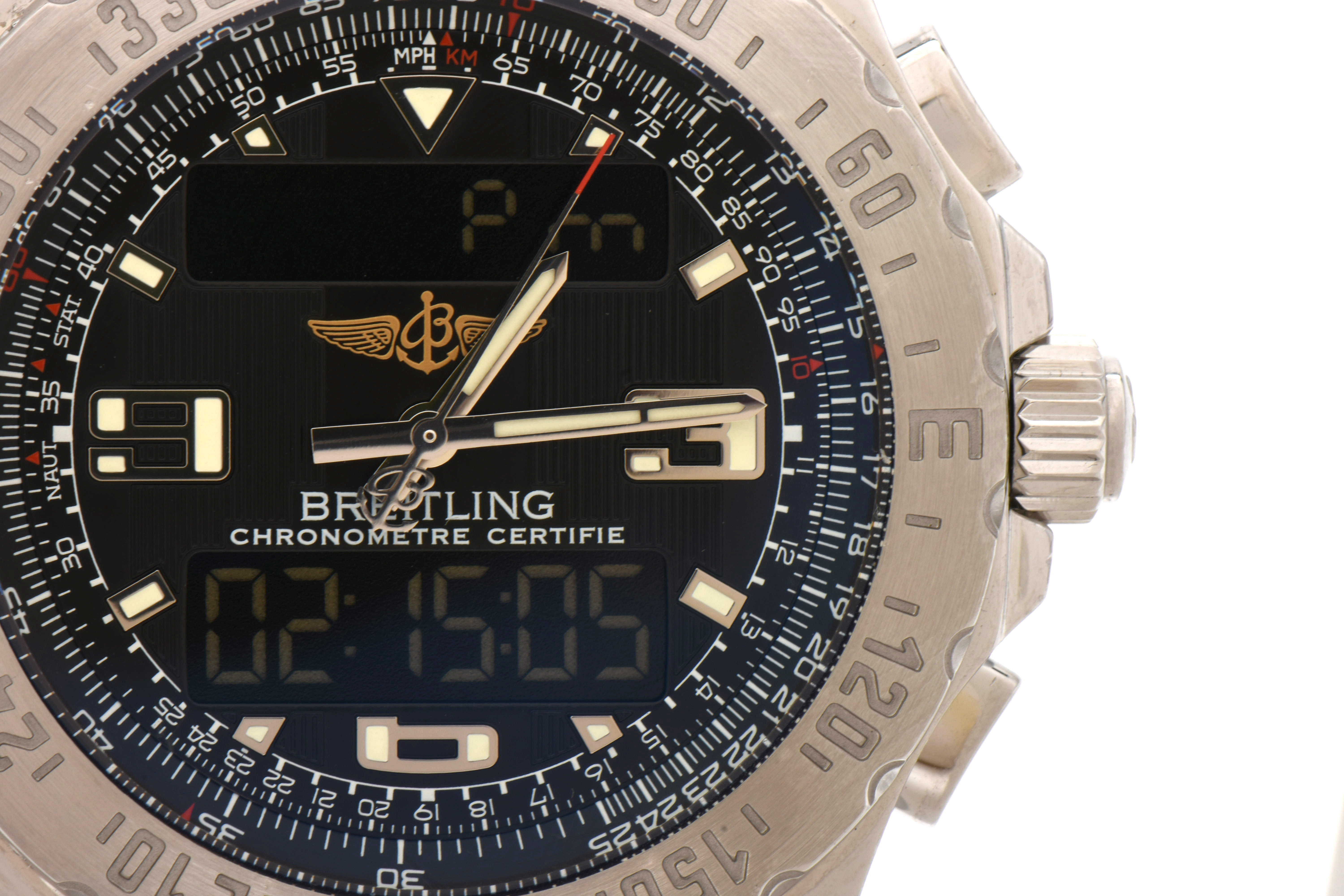 Breitling Airwolf Super Quartz Digital-Analog 44mm Stainless Steel Wristswatch