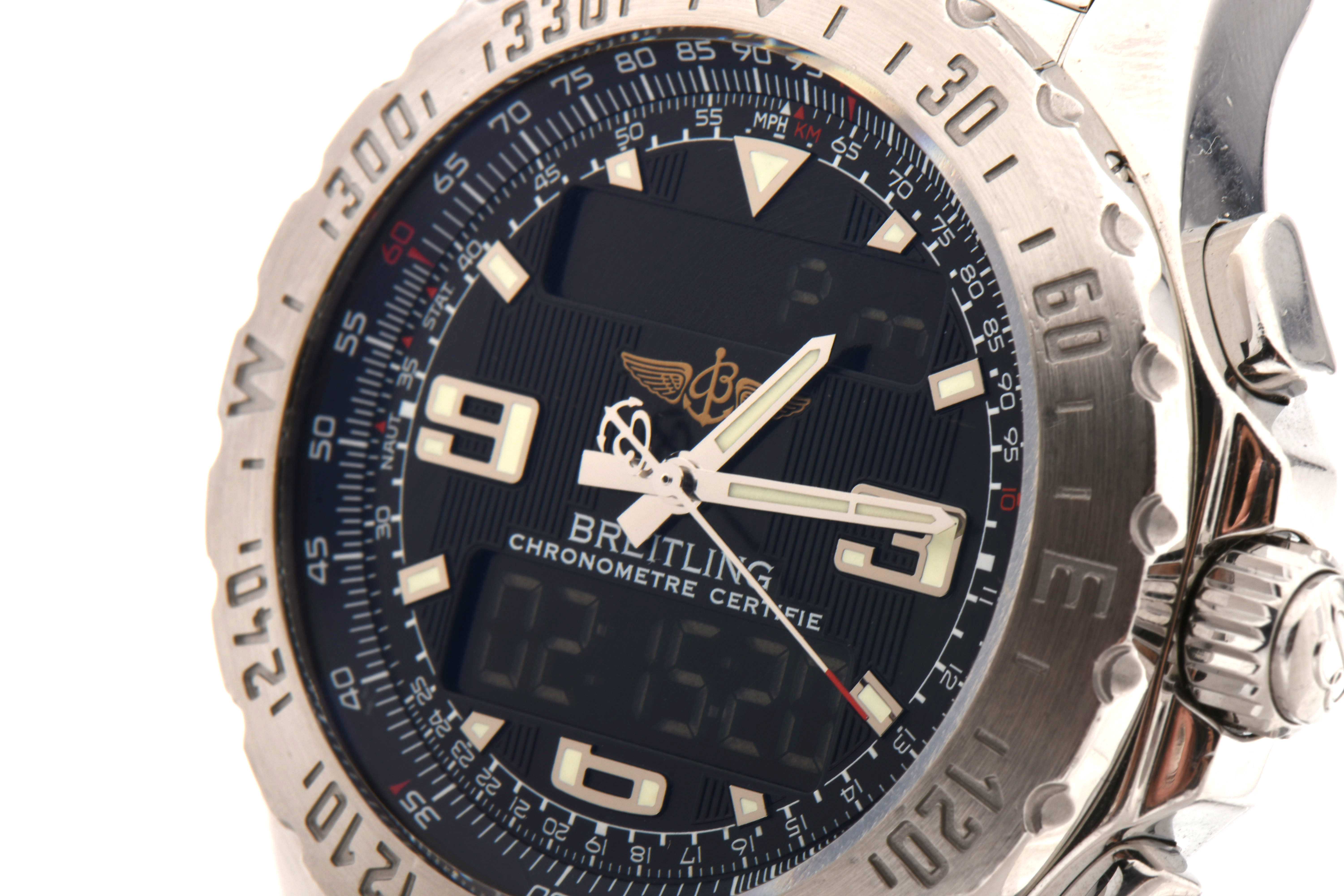 Breitling Airwolf Super Quartz Digital-Analog 44mm Stainless Steel Wristswatch