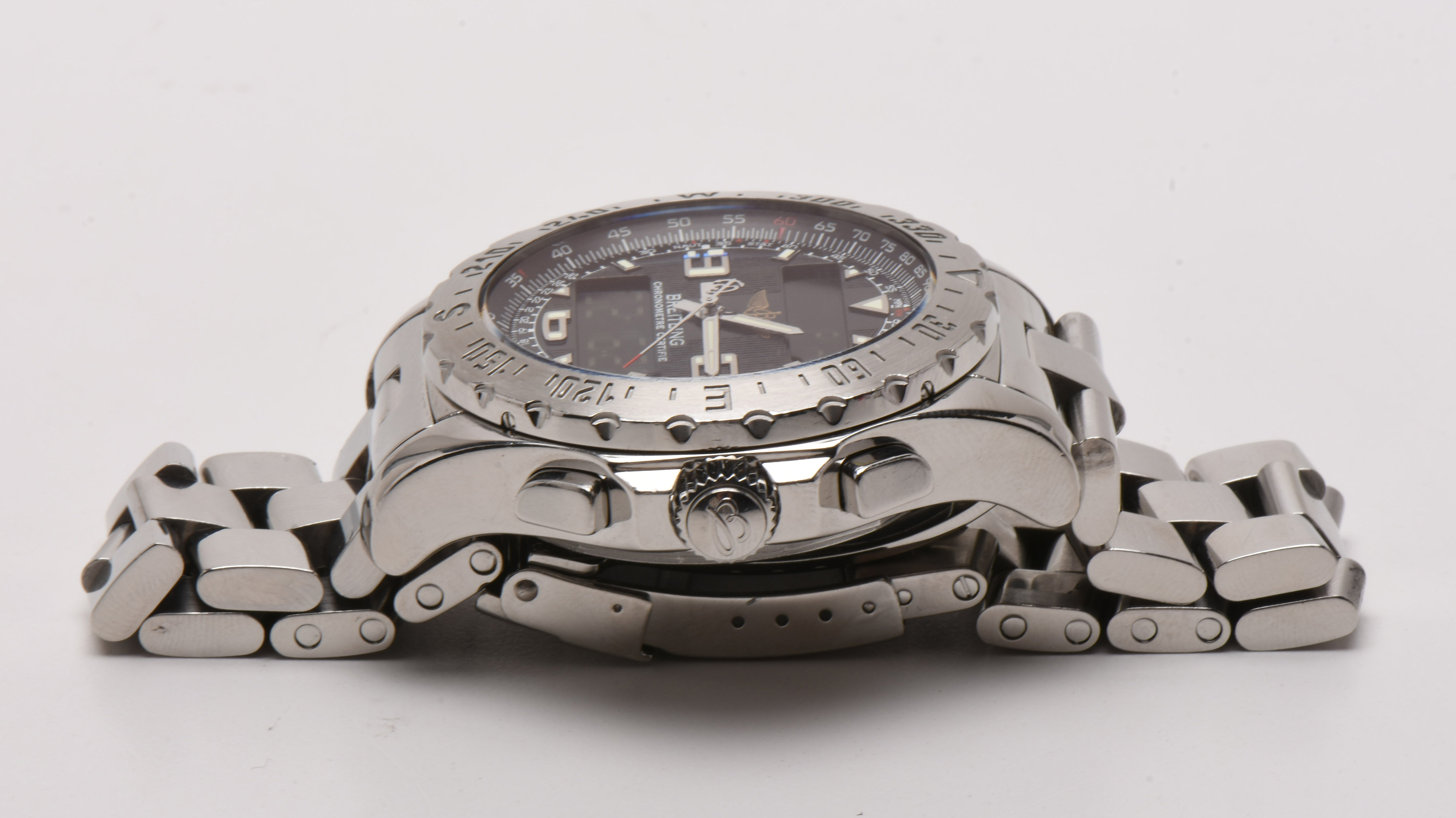 Breitling Airwolf Super Quartz Digital-Analog 44mm Stainless Steel Wristswatch