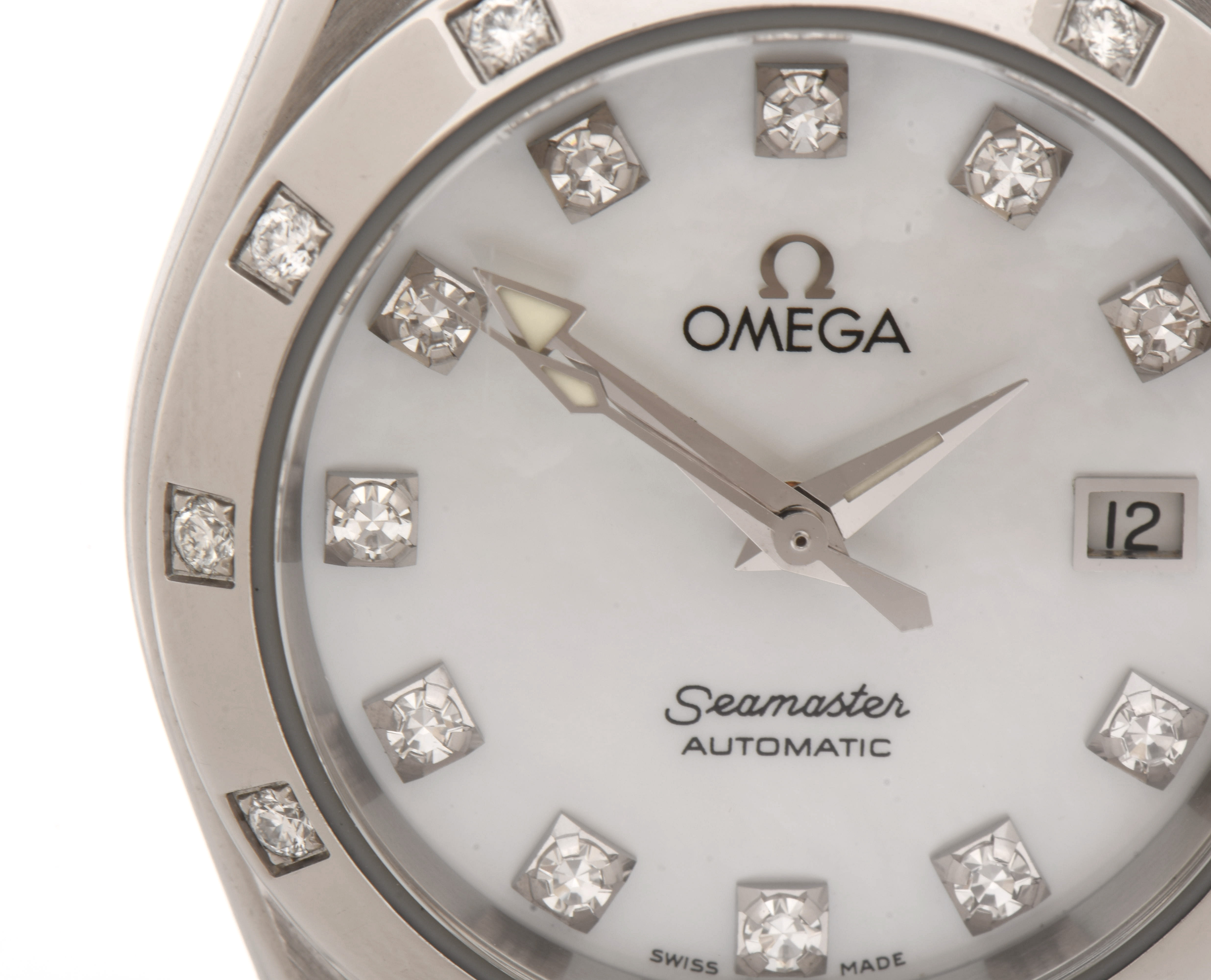 Omega Seamaster Aqua Terra Mother of Pearl Diamond Dial Steel Watch
