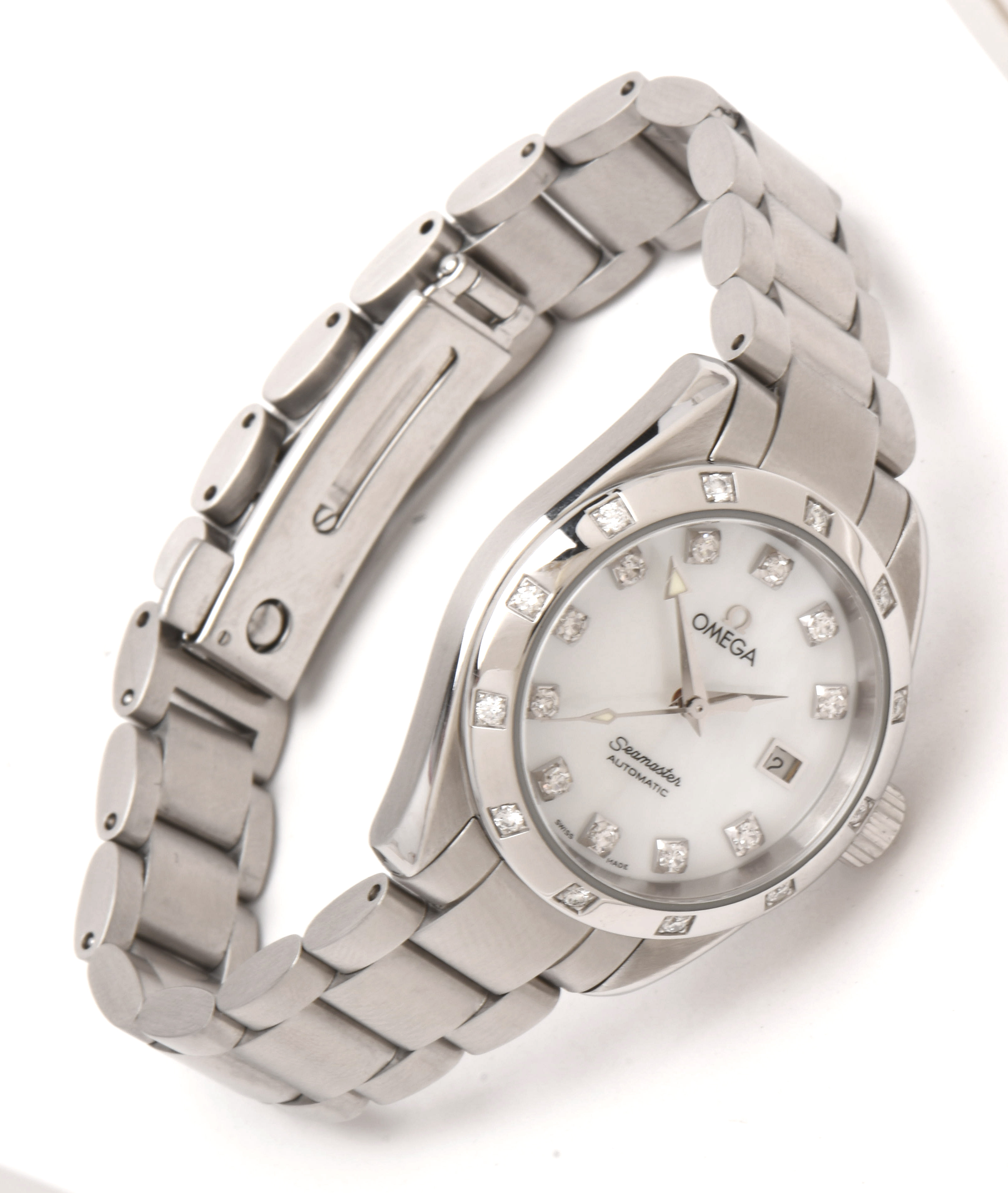 Omega Seamaster Aqua Terra Mother of Pearl Diamond Dial Steel Watch