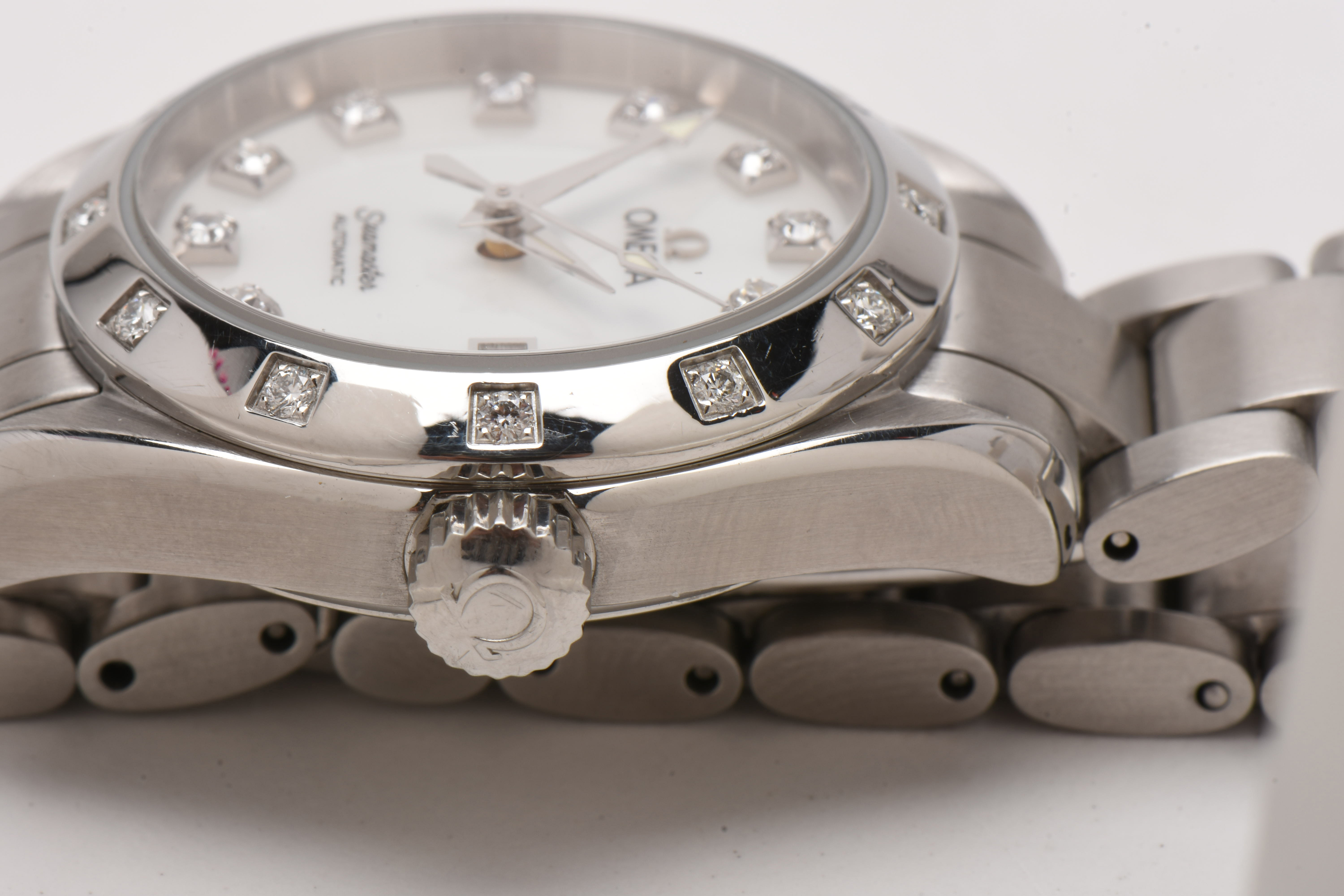 Omega Seamaster Aqua Terra Mother of Pearl Diamond Dial Steel Watch