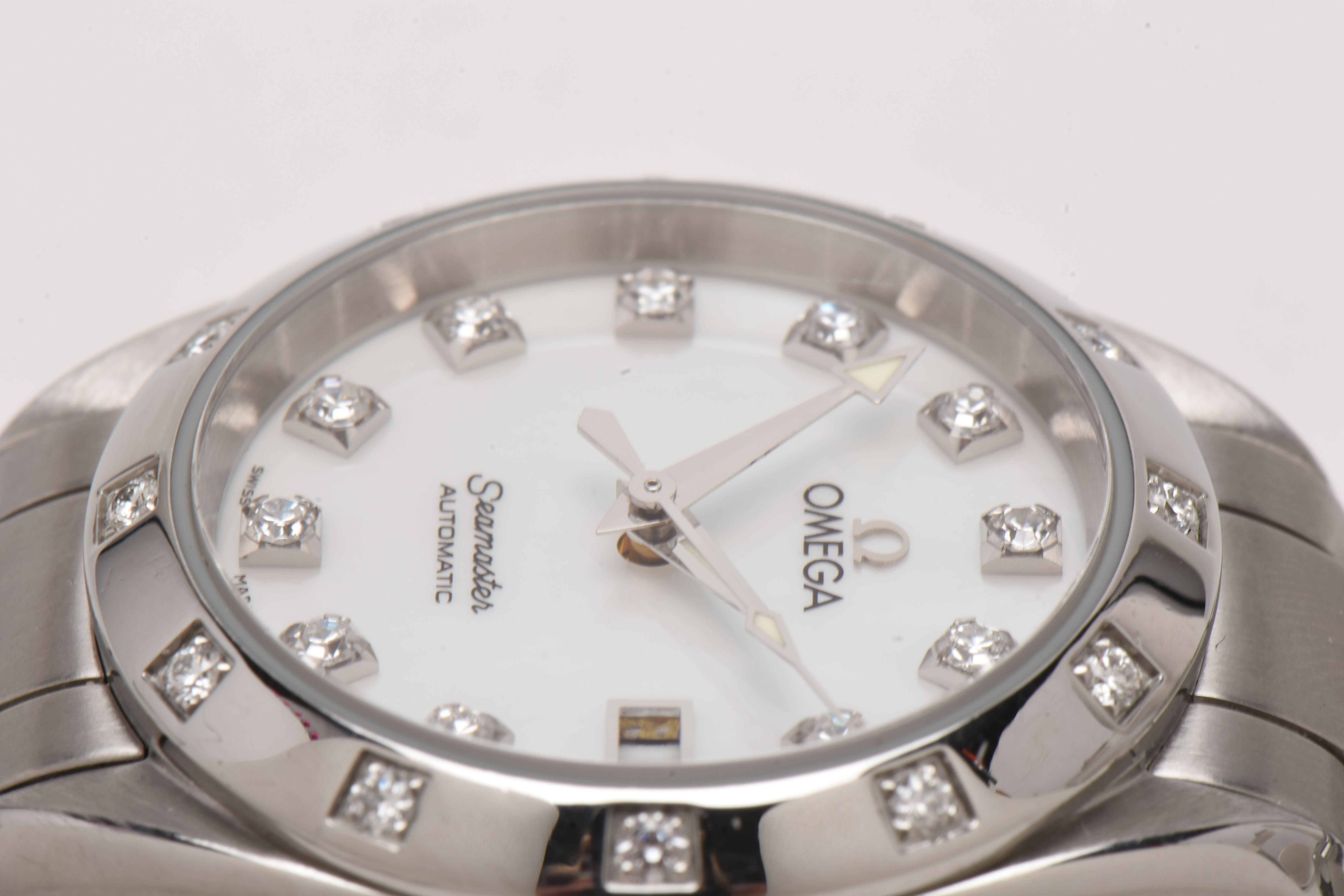 Omega Seamaster Aqua Terra Mother of Pearl Diamond Dial Steel Watch